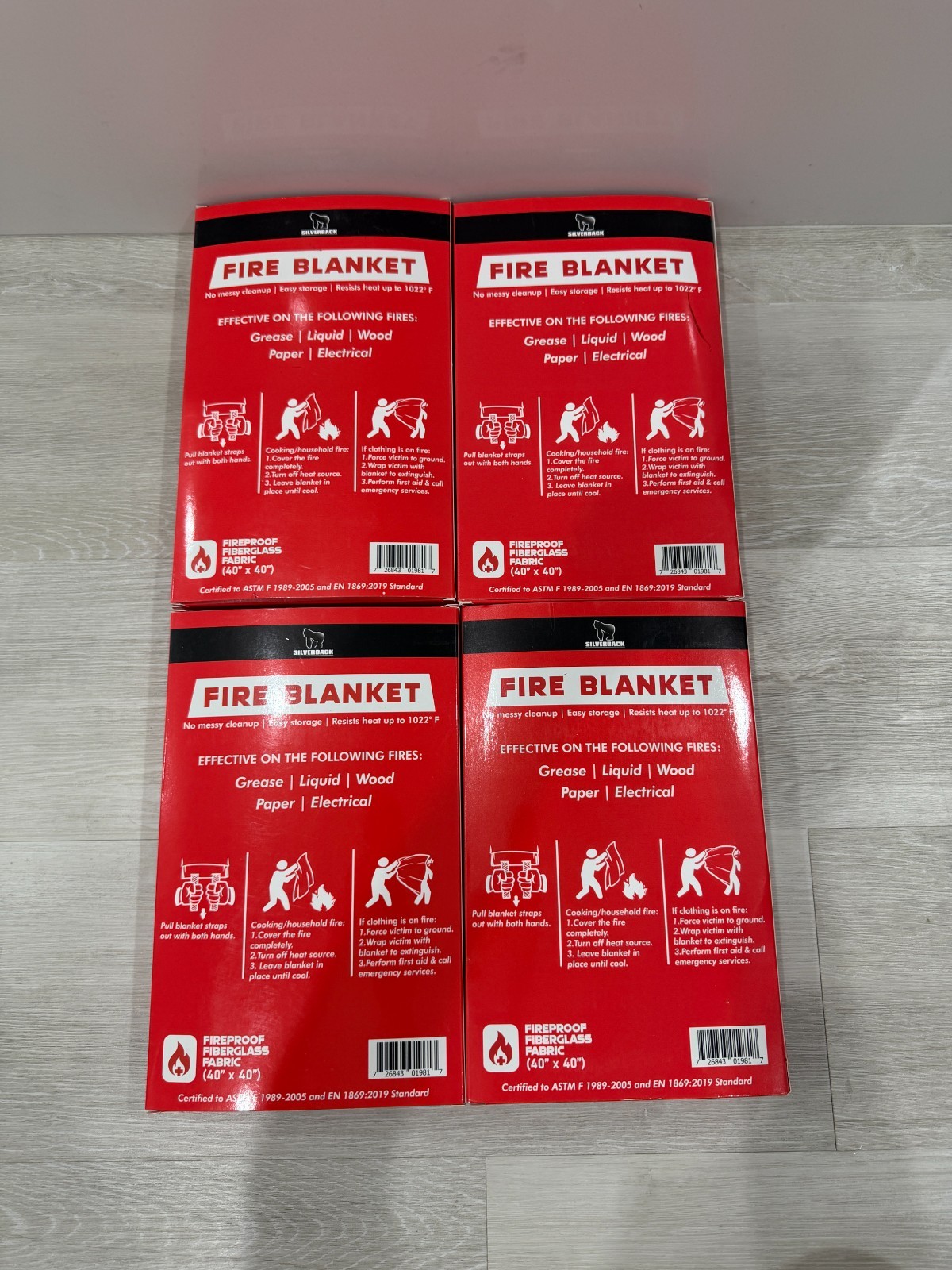 Silverback Fire Blanket 40″x40″ Fireproof Fiberglass Emergency Blanket 4 PackNEW