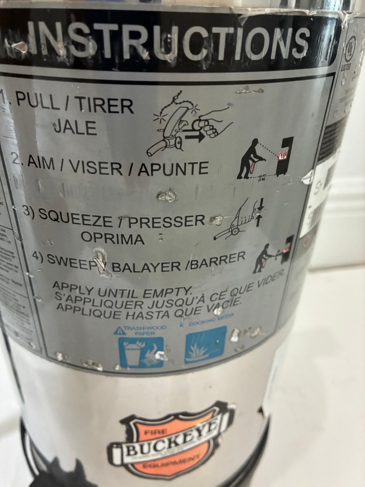 Buckeye WC-6L Wet Chemical Fire Extinguisher 6L Class K