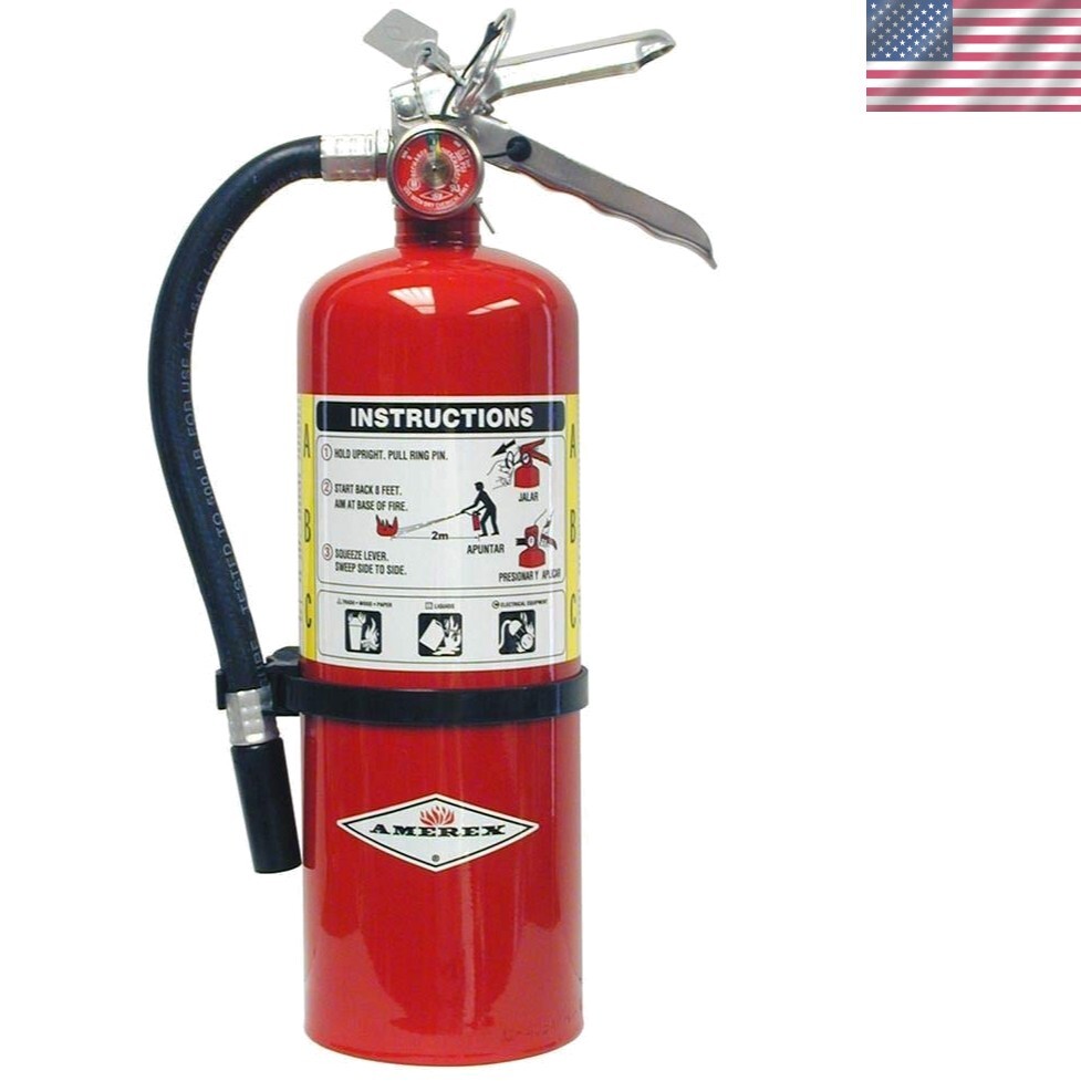 Dependable 5 lb Fire Extinguisher with Wall Bracket – Class A, B, C Fire Safety