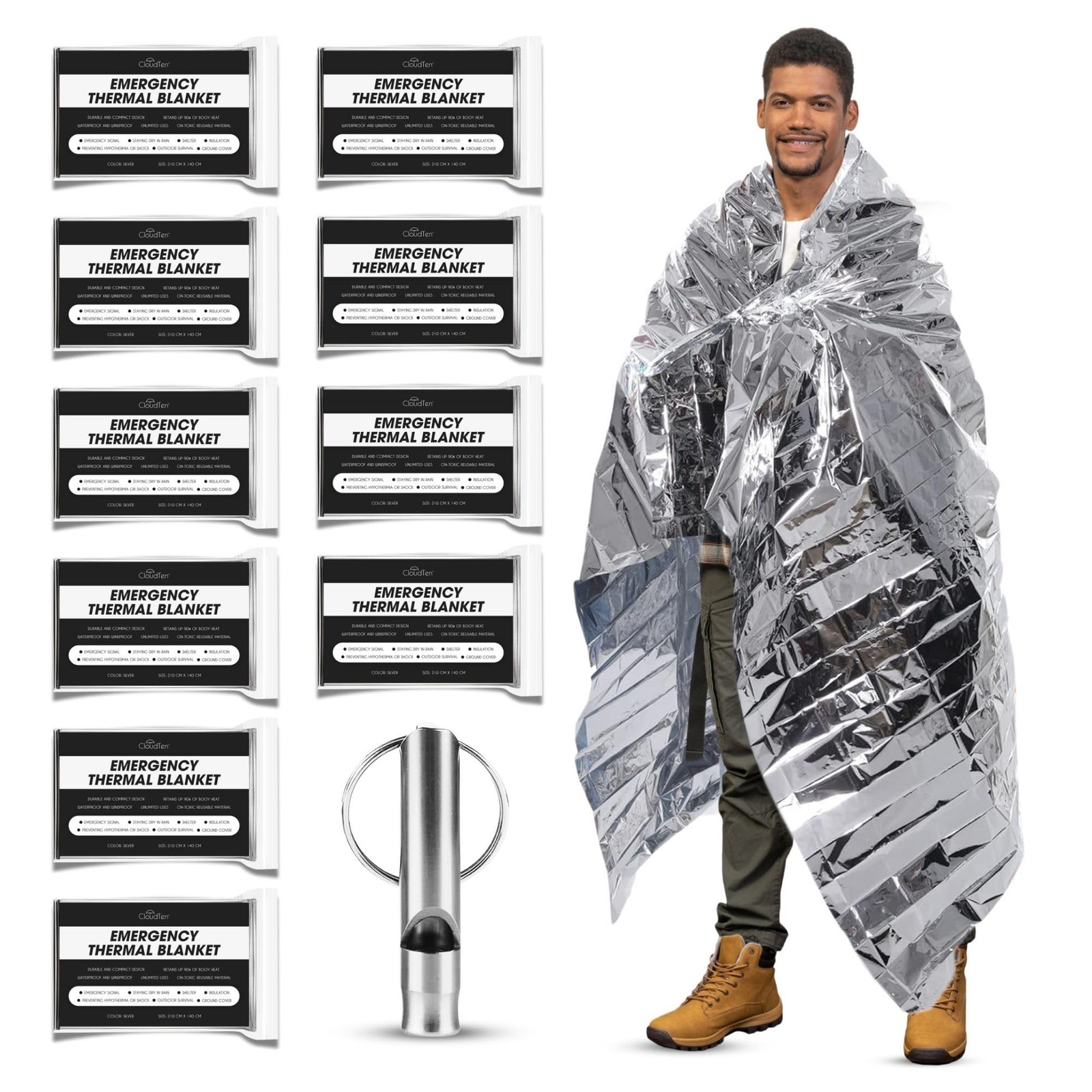 Premium Quality Emergency Blanket Bundle | 10 Tear Resistant Blankets Plus Em…