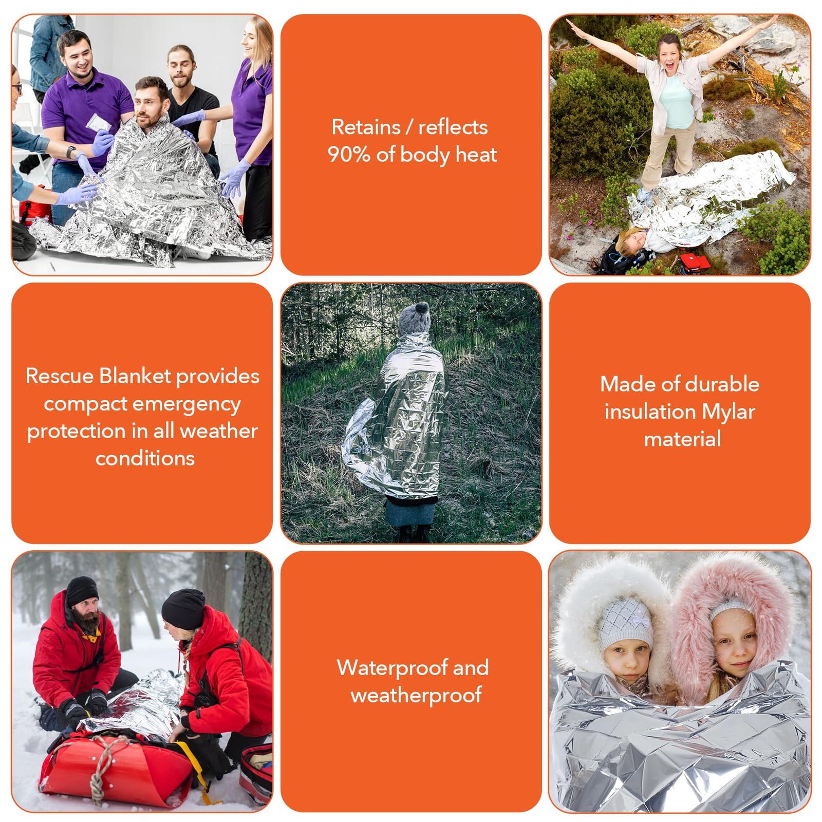 6x Mantas térmicas de emergencia para supervivencia, acampada, senderismo