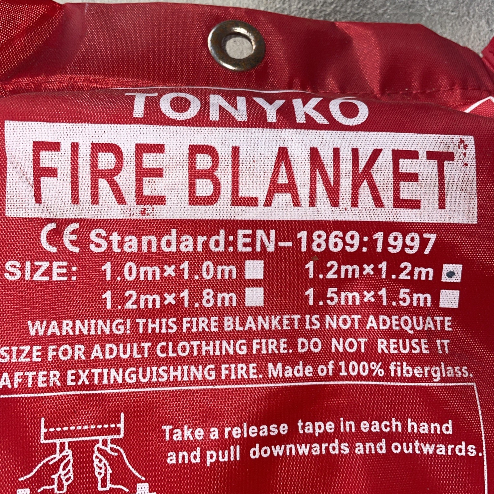 Tonyko Premium Fire Blanket 1.2 M X 1.2M 1869:1997 Home Office Emergency New
