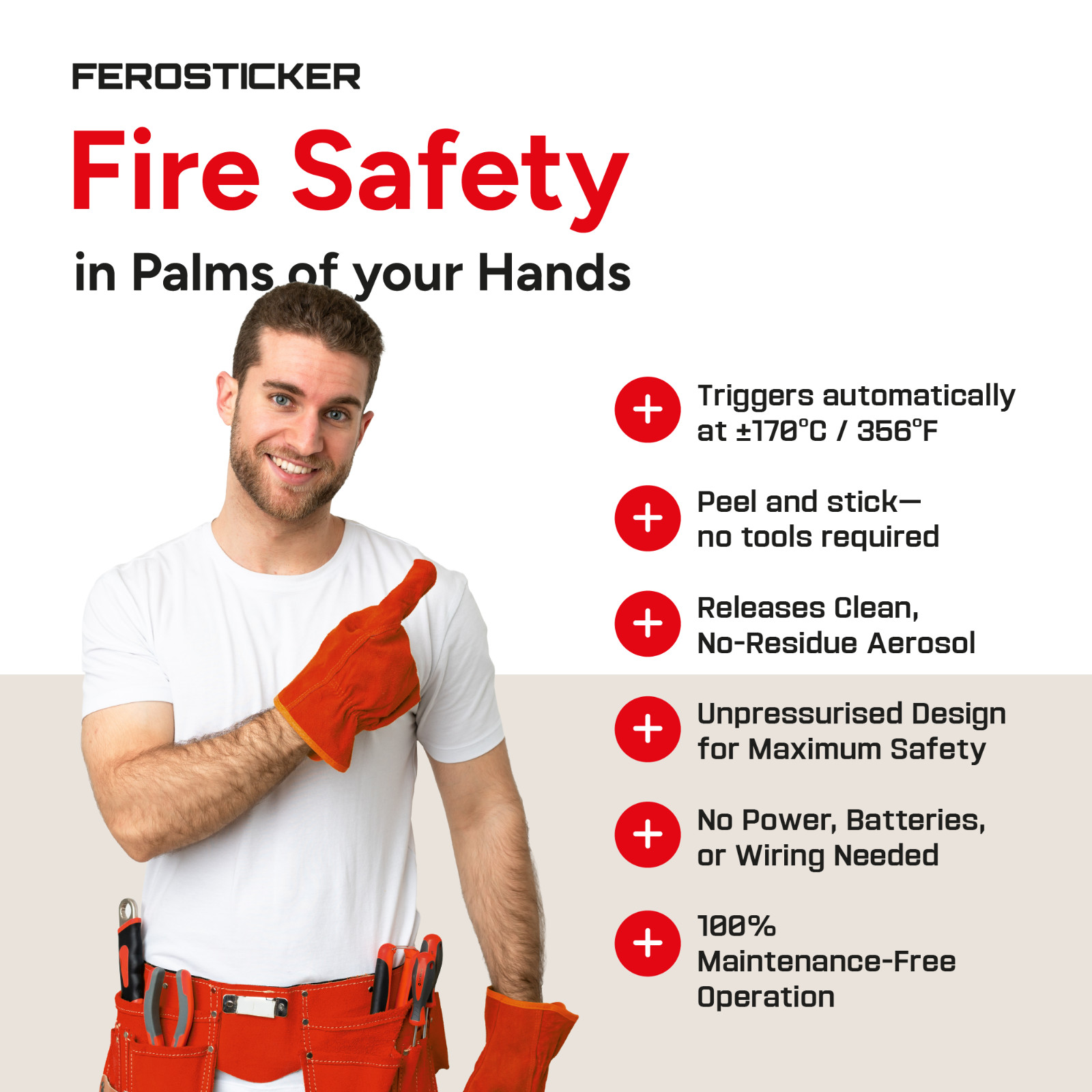FEROSTICKER Small Automatic Fire Extinguisher for Electric Boxes (Pack of 2)