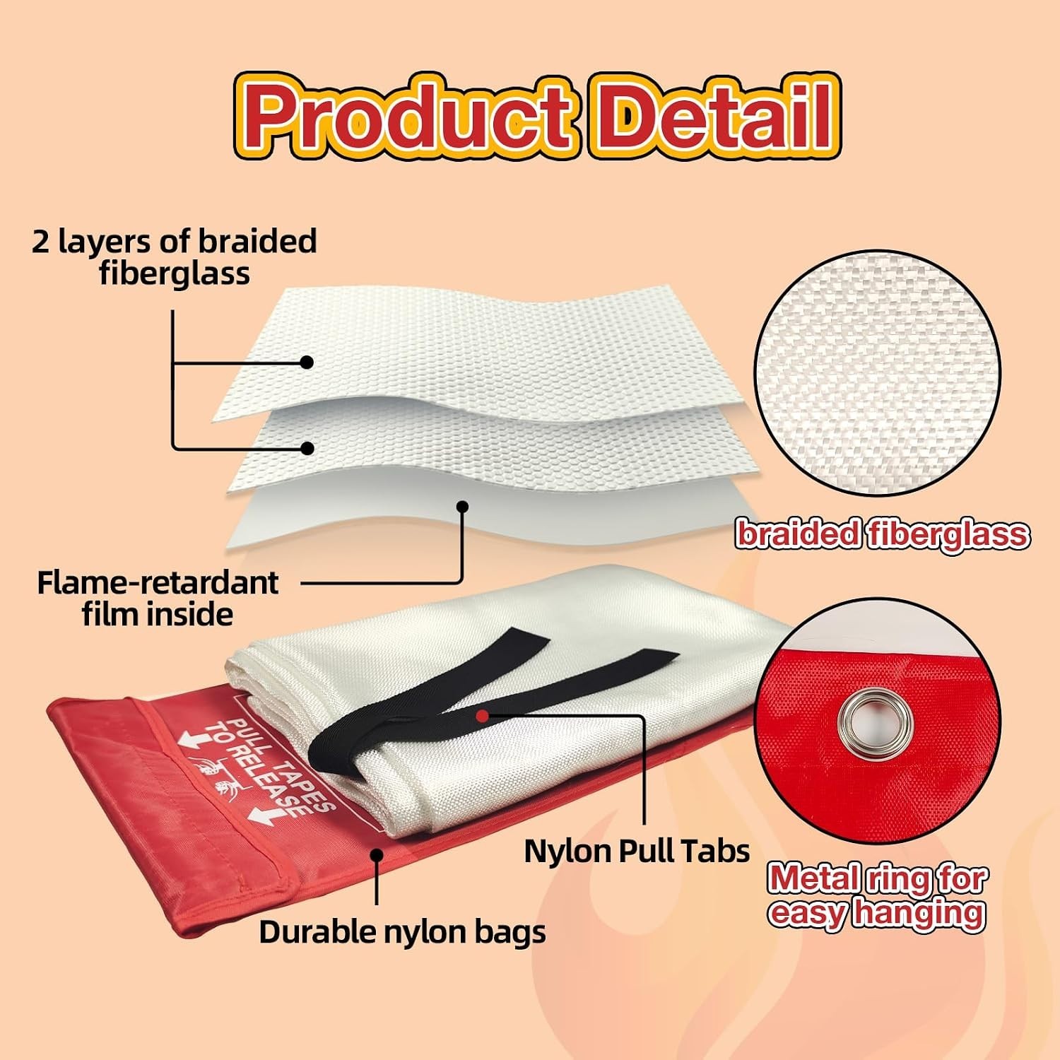 Versatile 10 Pack Fire Blankets – 39×39 Inch for Kitchen, Office, Camping Safety
