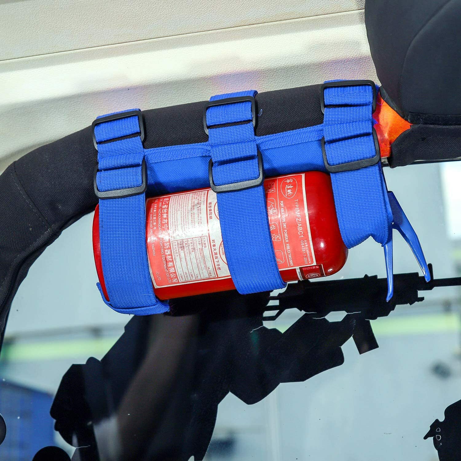 Blue Roll Bar Fire Extinguisher Holder Mount Bracket for Jeep Wrangler TJ JK JL