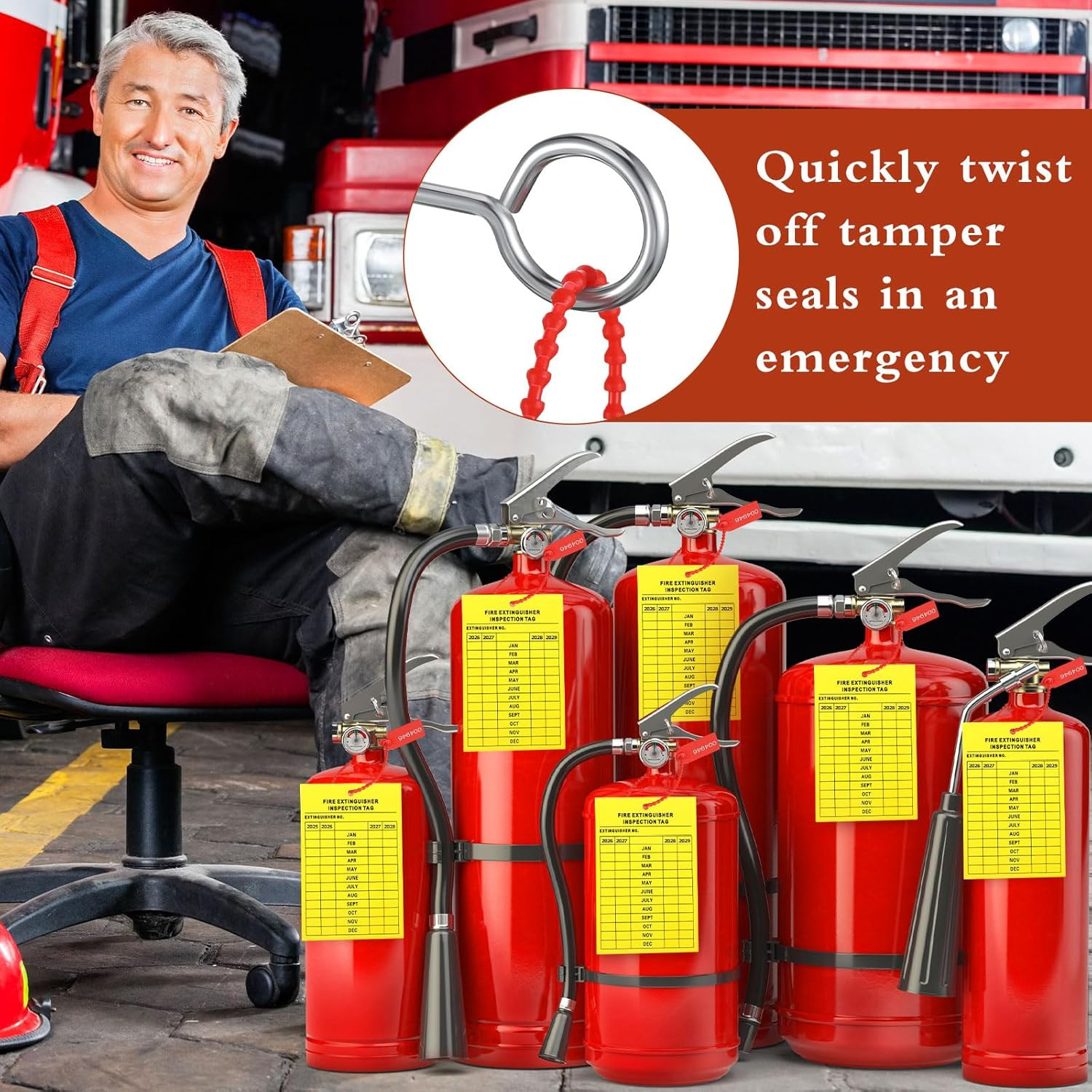 151 Pieces Fire Extinguisher Inspection Tags Set Including 2026-2029 Maintenance