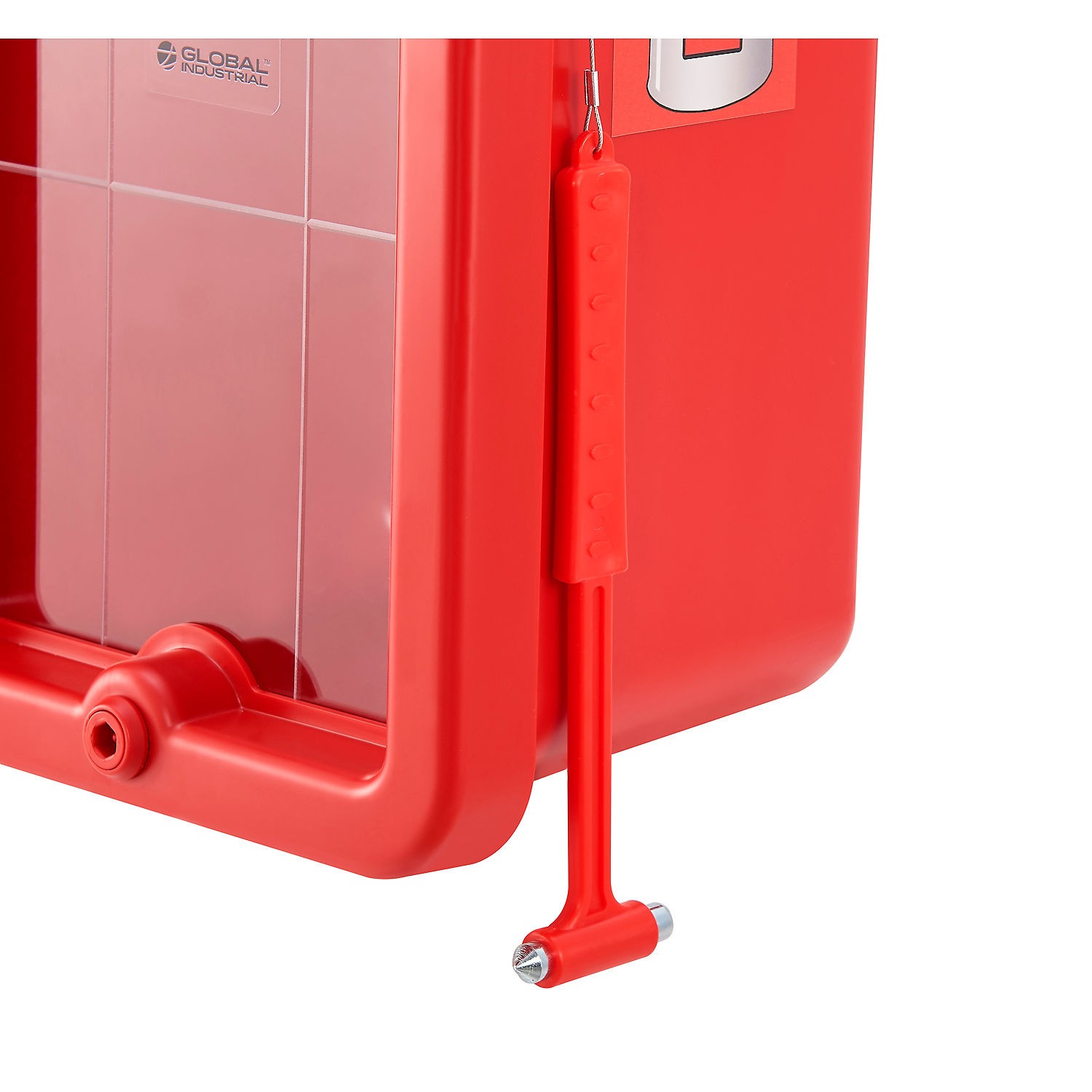Global Industrial Plastic Fire Extinguisher Cabinet with Window Fits 10 lbs. Red