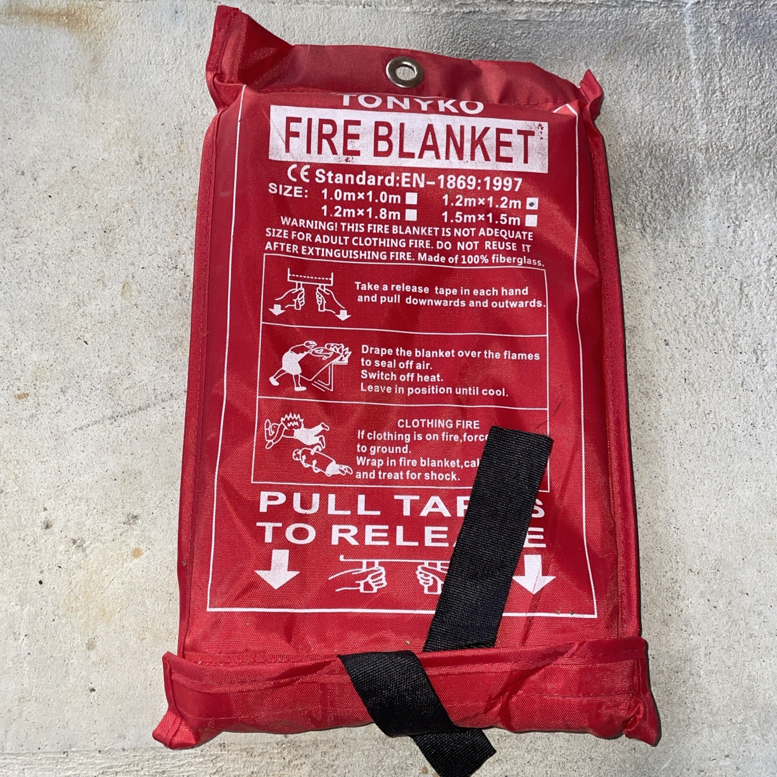 Tonyko Premium Fire Blanket 1.2 M X 1.2M 1869:1997 Home Office Emergency New