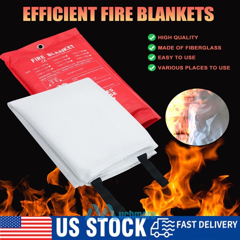 Large Fire Blanket Fireproof Quick-Release 1000°F Resistance fr Home Kitchen Car