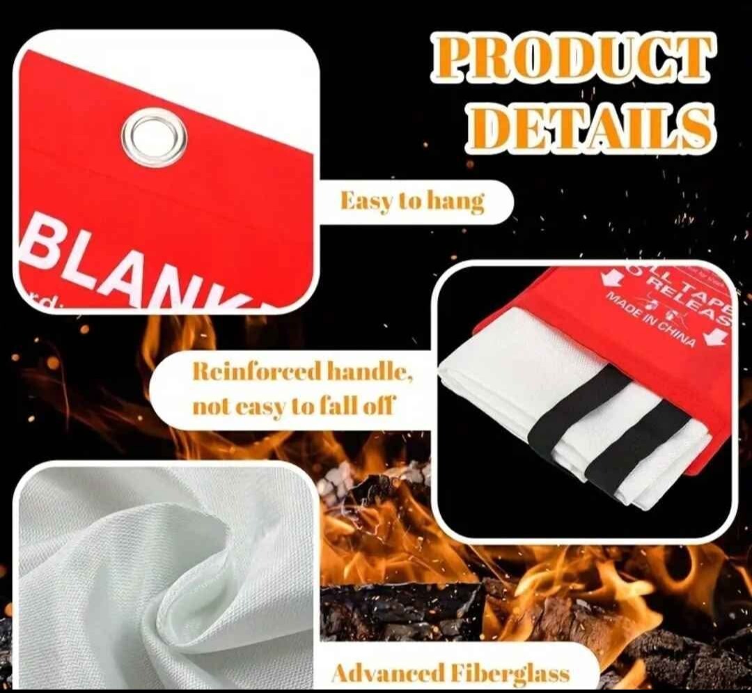 1PK FIRE BLANKET Glass Fiber Emergency Home Retardant Be Prepared 39.47 In Sq