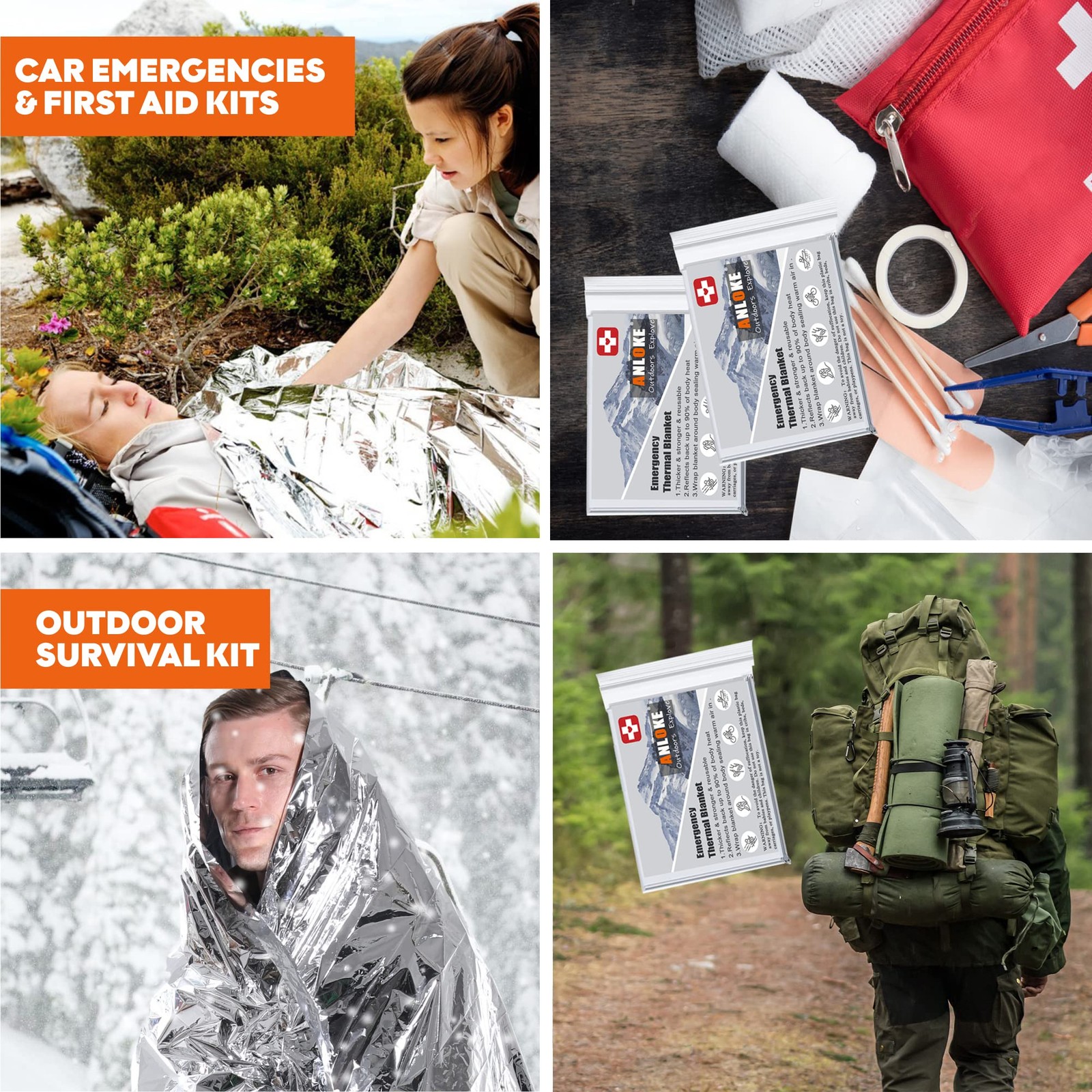 Emergency Blankets 10 Pack Plus Size Space Essential For Hiking Gear Survival