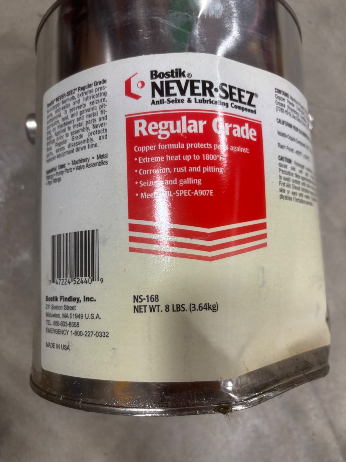 Bostik NS-168 Never-seez – 30854504 – 8lb Can Anti-seize Andpressure Lu, Can