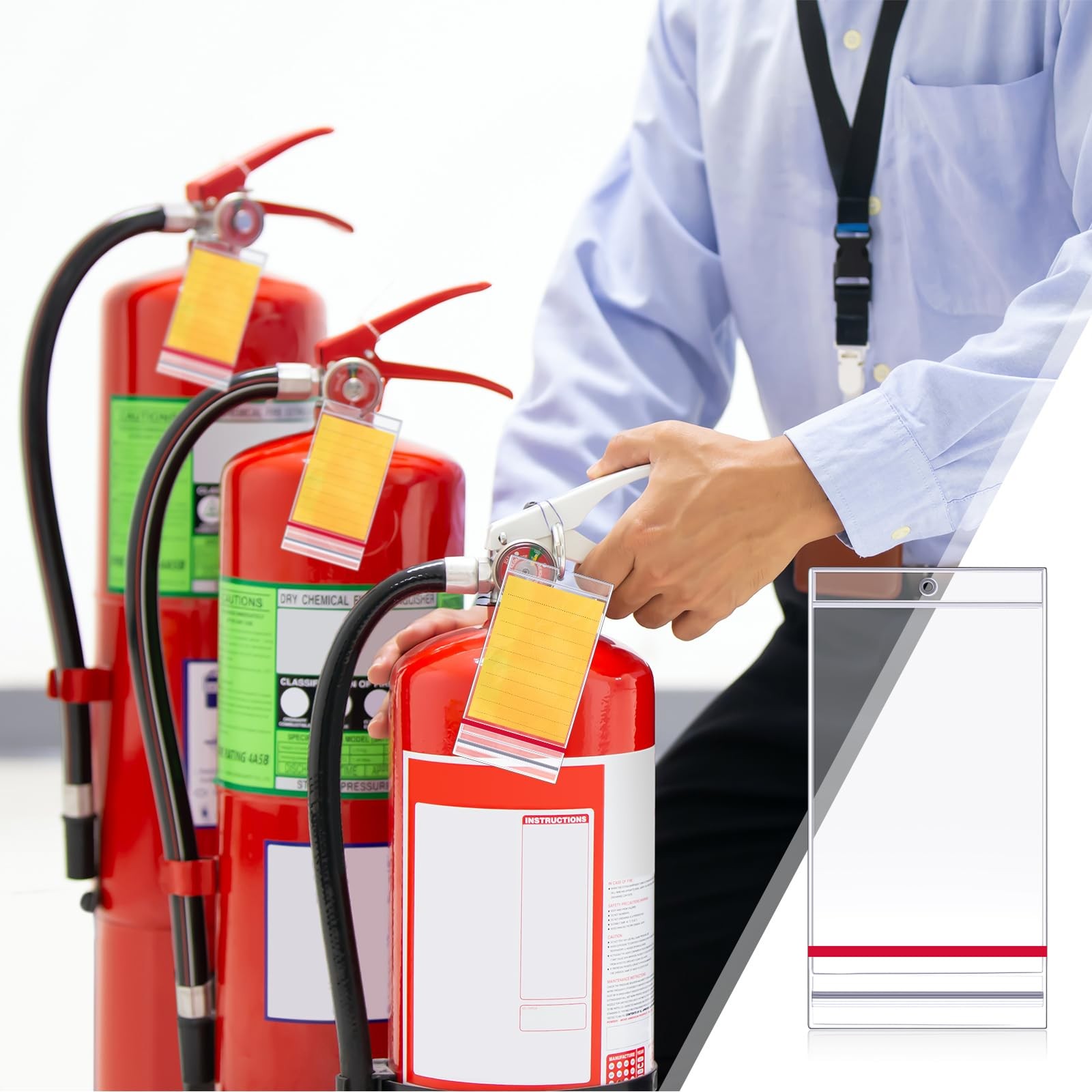 50 Pcs Resealable Fire Extinguisher Tag Cover Waterproof Clear Fire Extinguis…