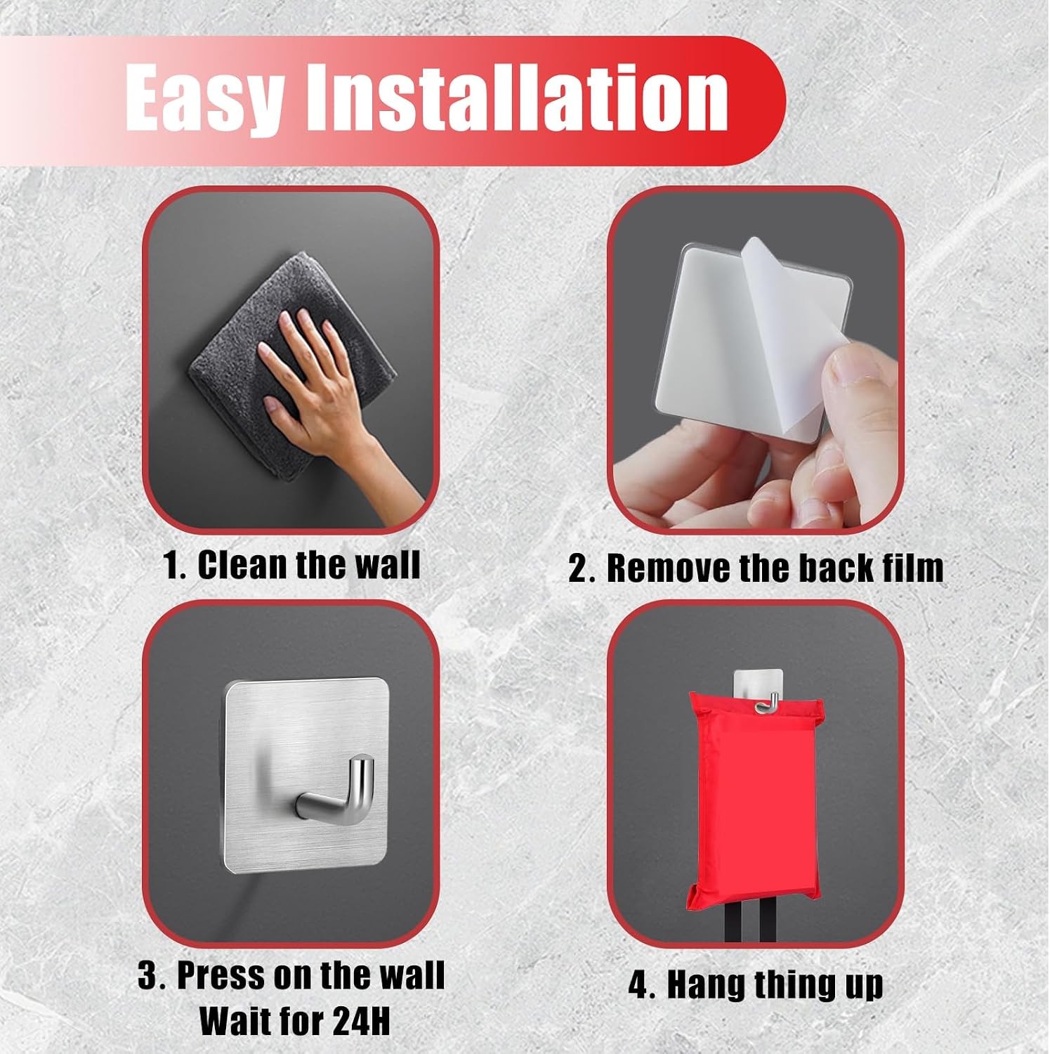 Adhesive Hooks 3 Pack Stainless Fire Blanket Wall