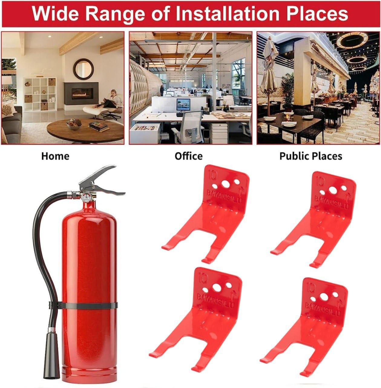 4 Pack Heavy Duty Universal U Hook Fire Extinguisher Bracket Wall Mount Holder