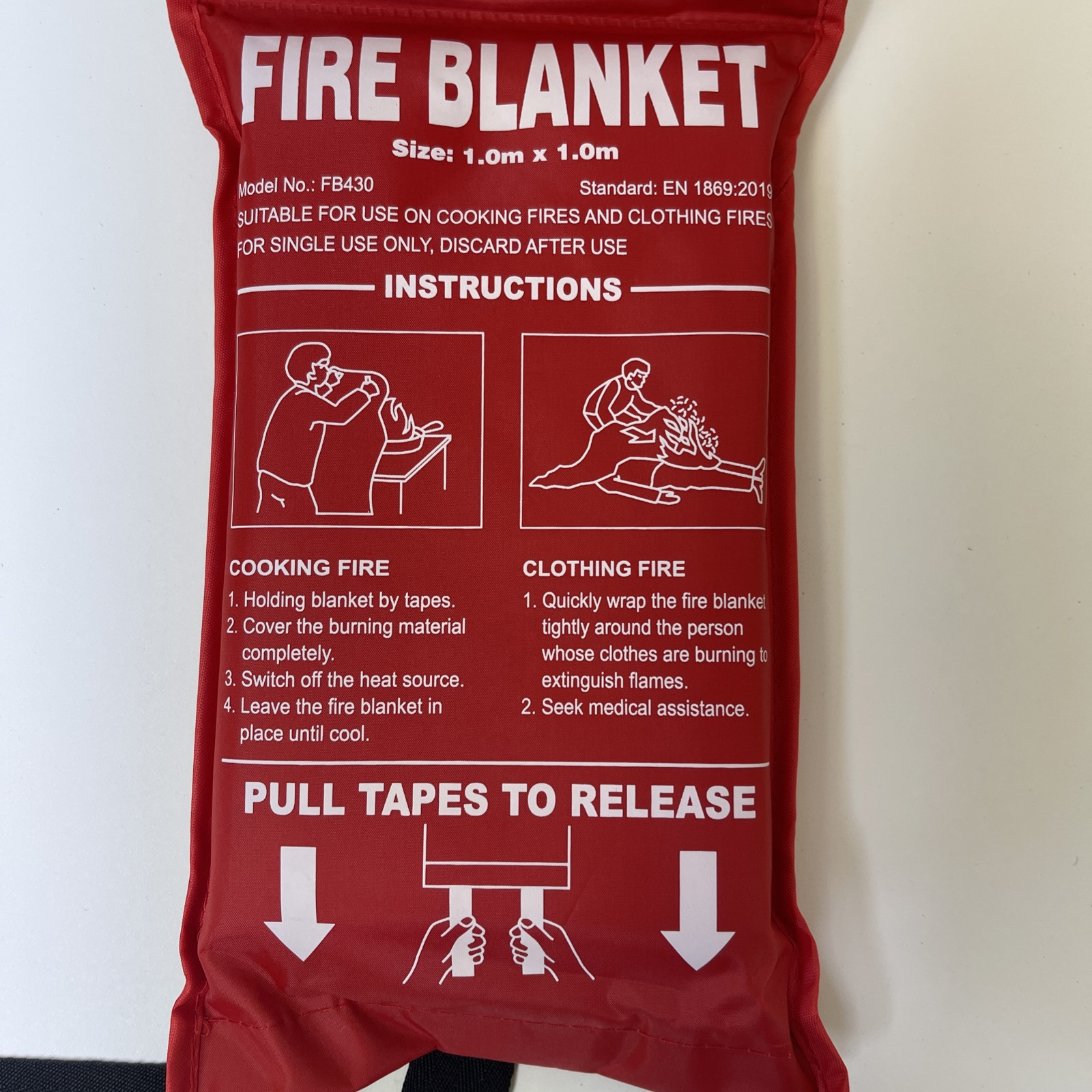 3 Pack 39×39 Fire Blanket Fireproof Home Kitchen Office Caravan Emergency Safety