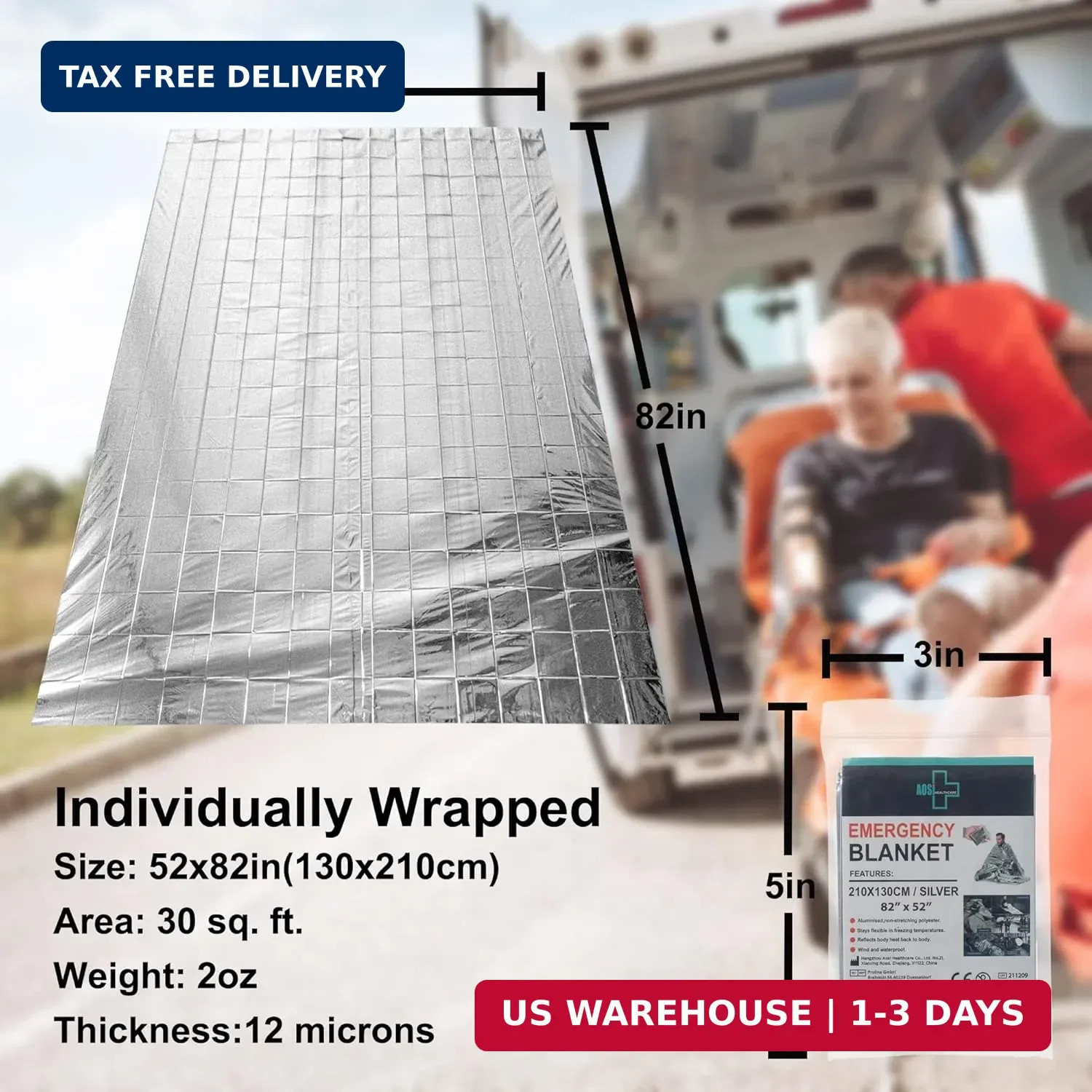 General Medi Emergency Blanket (12-Pack),Emergency Silver Foil Blanket- Perfect