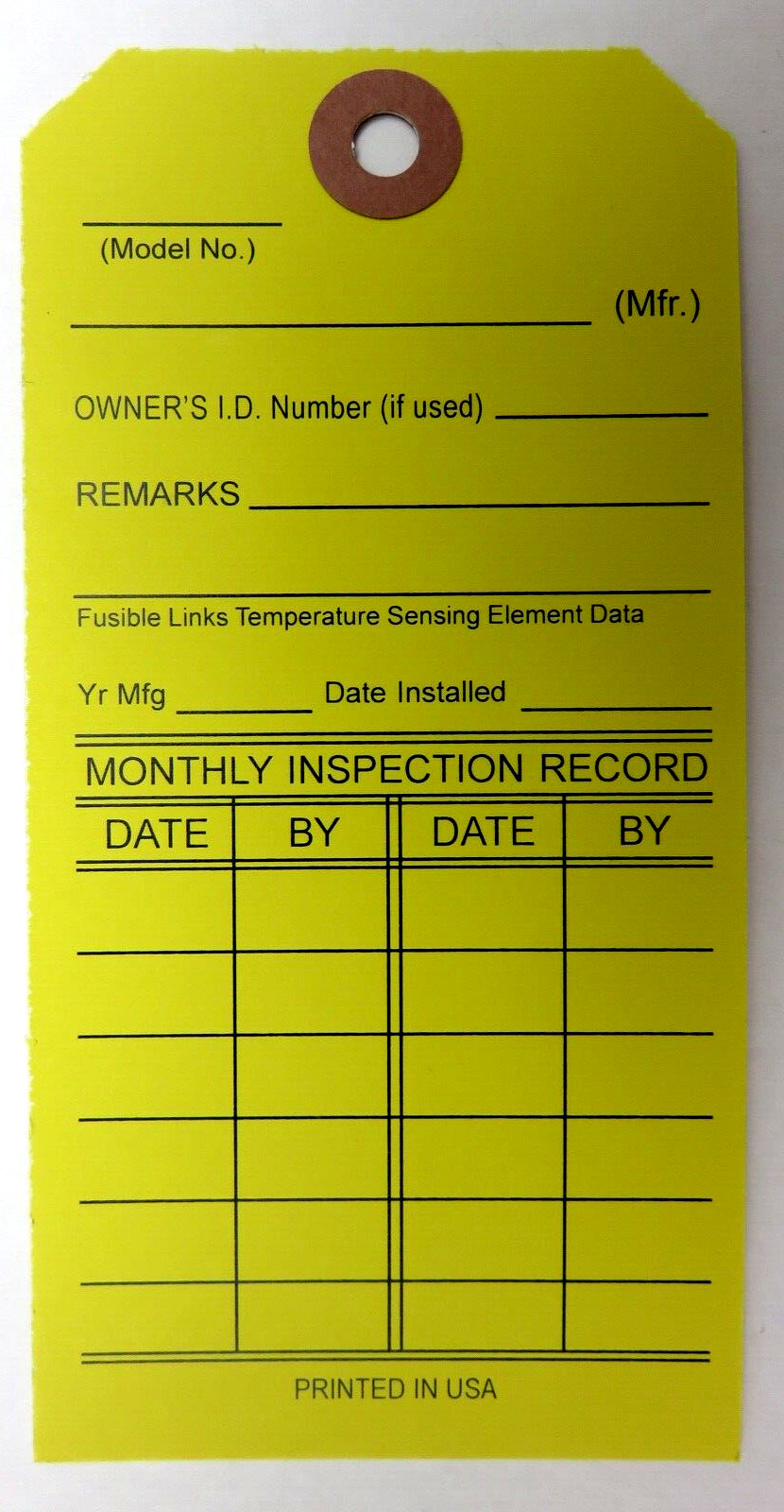 1-FIRE EXTINGUISHER 4-YEAR 2024-2027 INSPECTION Double Sided Tag 5 1/4″ X 2 ½”