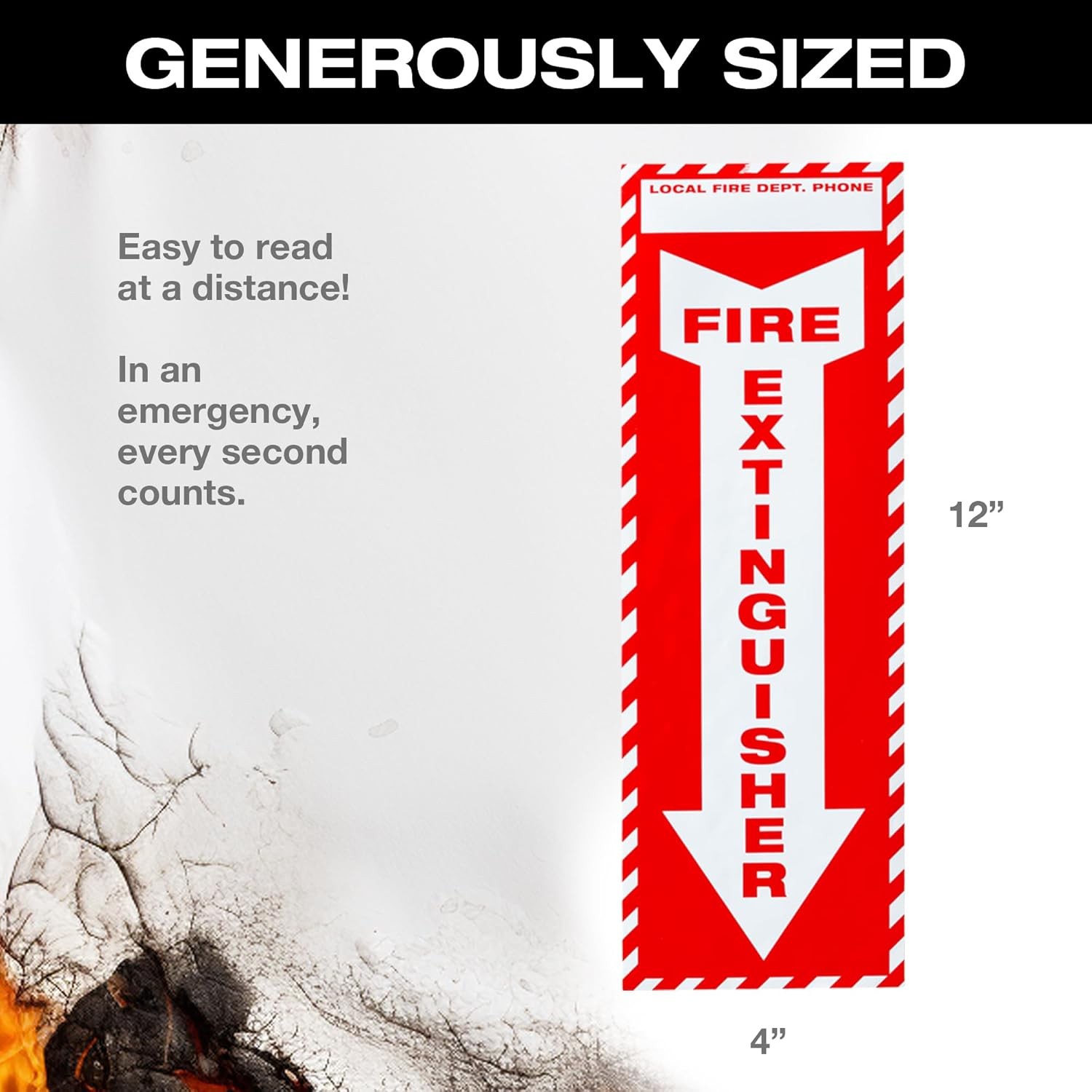 16 Pcs Fire Extinguisher Sign Stickers 4×12 Self Adhesive Decals Weather UV Prot