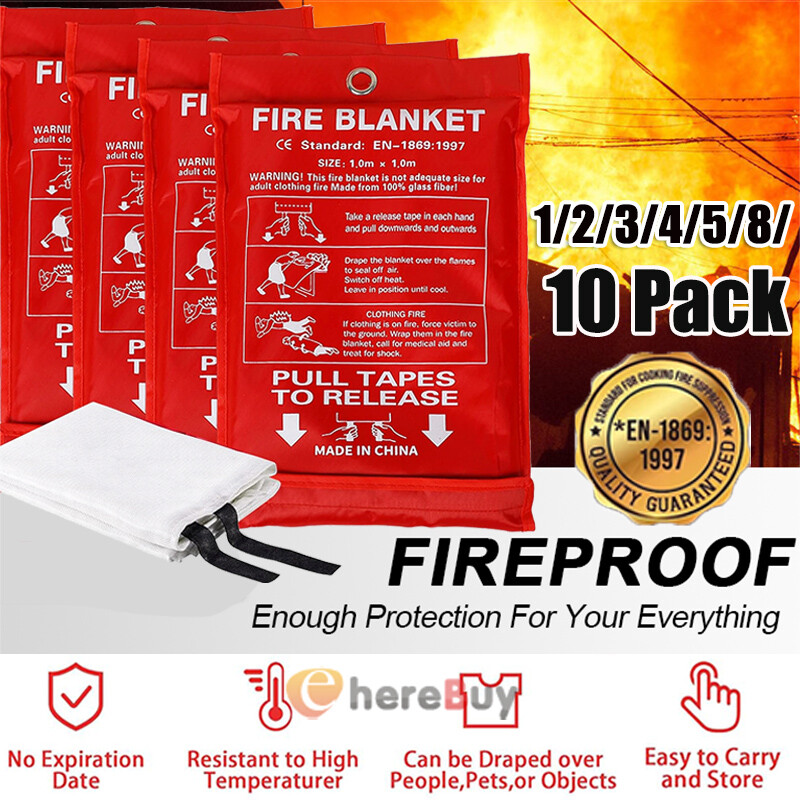 59″x59″ Fire Blanket Fireproof For Home Kitchen Office Caravan Emergency Safety