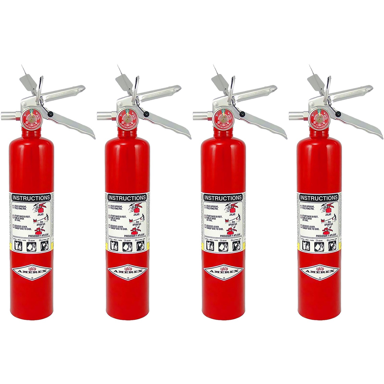 Amerex B417T 2.5 lbs Dry Chemical Fire Extinguisher with Wall Bracket – 4 Pack