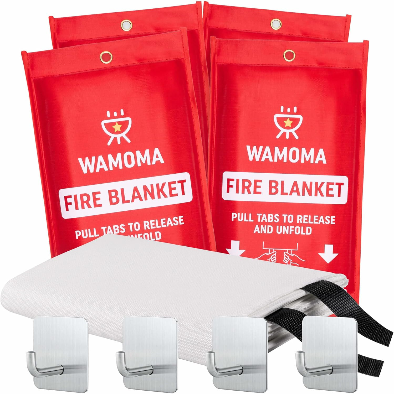 Fire Suppression Blanket with Hooks – Waterproof, Oil-Resistant, Fiberglass Fire