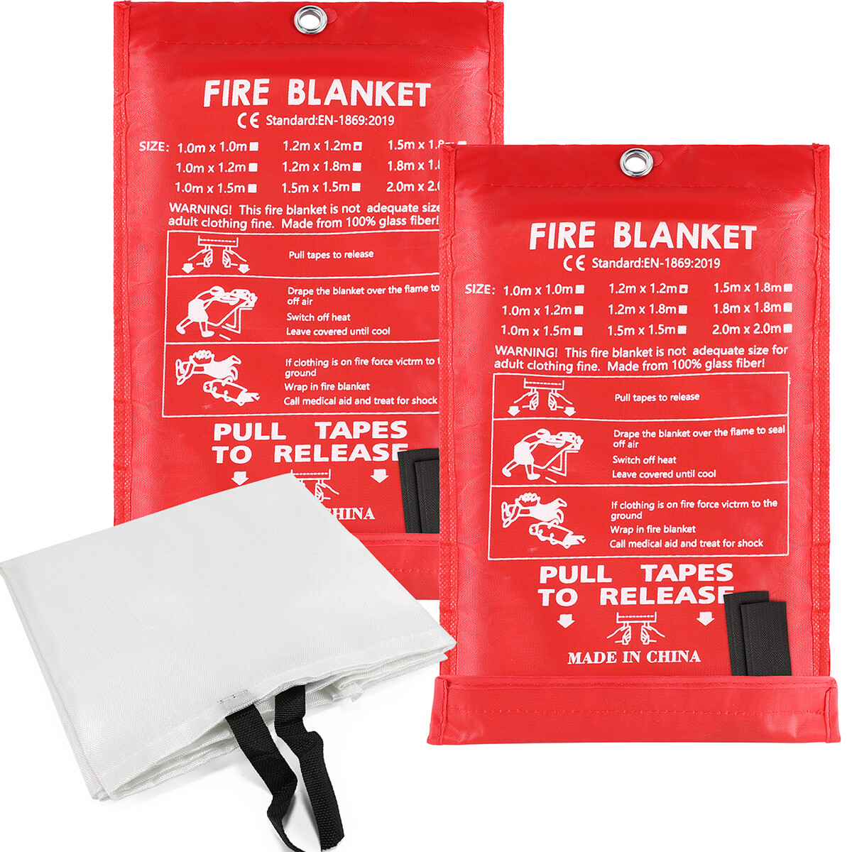Large Fire Blanket Fireproof Quick-Release 1000°F Resistance fr Home Kitchen Car