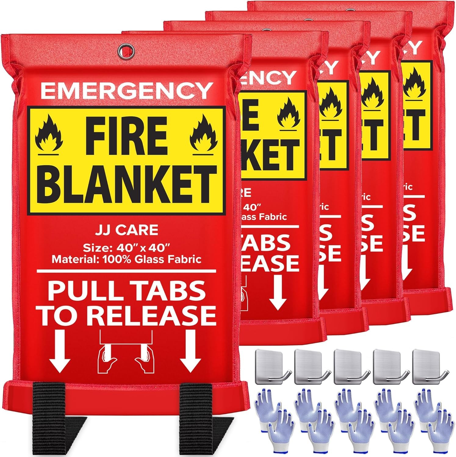 JJ CARE Fire Blanket 5PCS 40″ Emergency Set