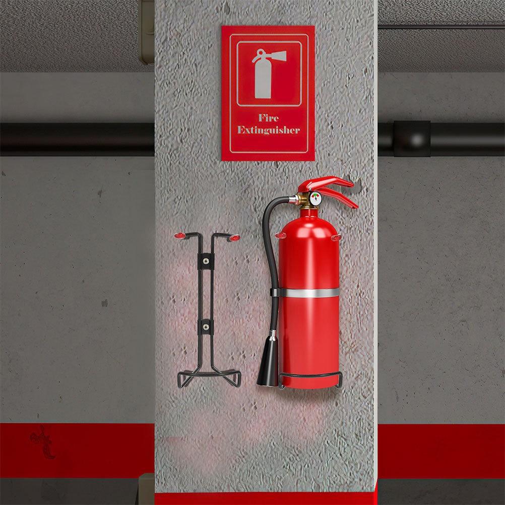 2Pcs Heavy Duty Fire Extinguisher Wall Brackets Steel Black for Home Safety