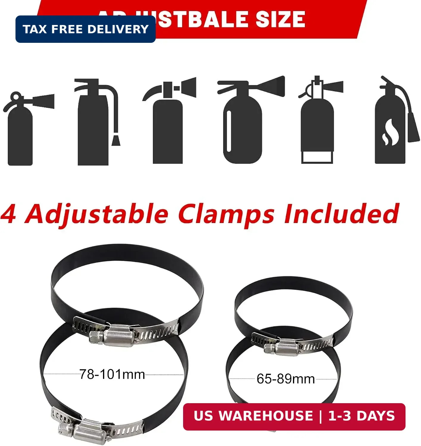 UTV Fire Extinguisher Mount Kit – Aluminum Adjustable Quick Release Roll Bar Car