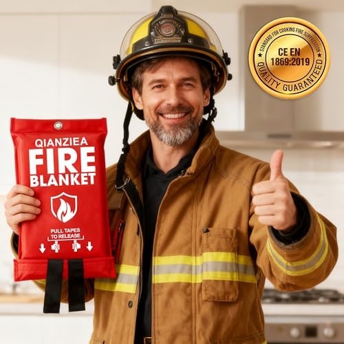 Emergency Fire Blanket 4 Pack – 40″x40″ Safety Blankets for Home & Kitchen