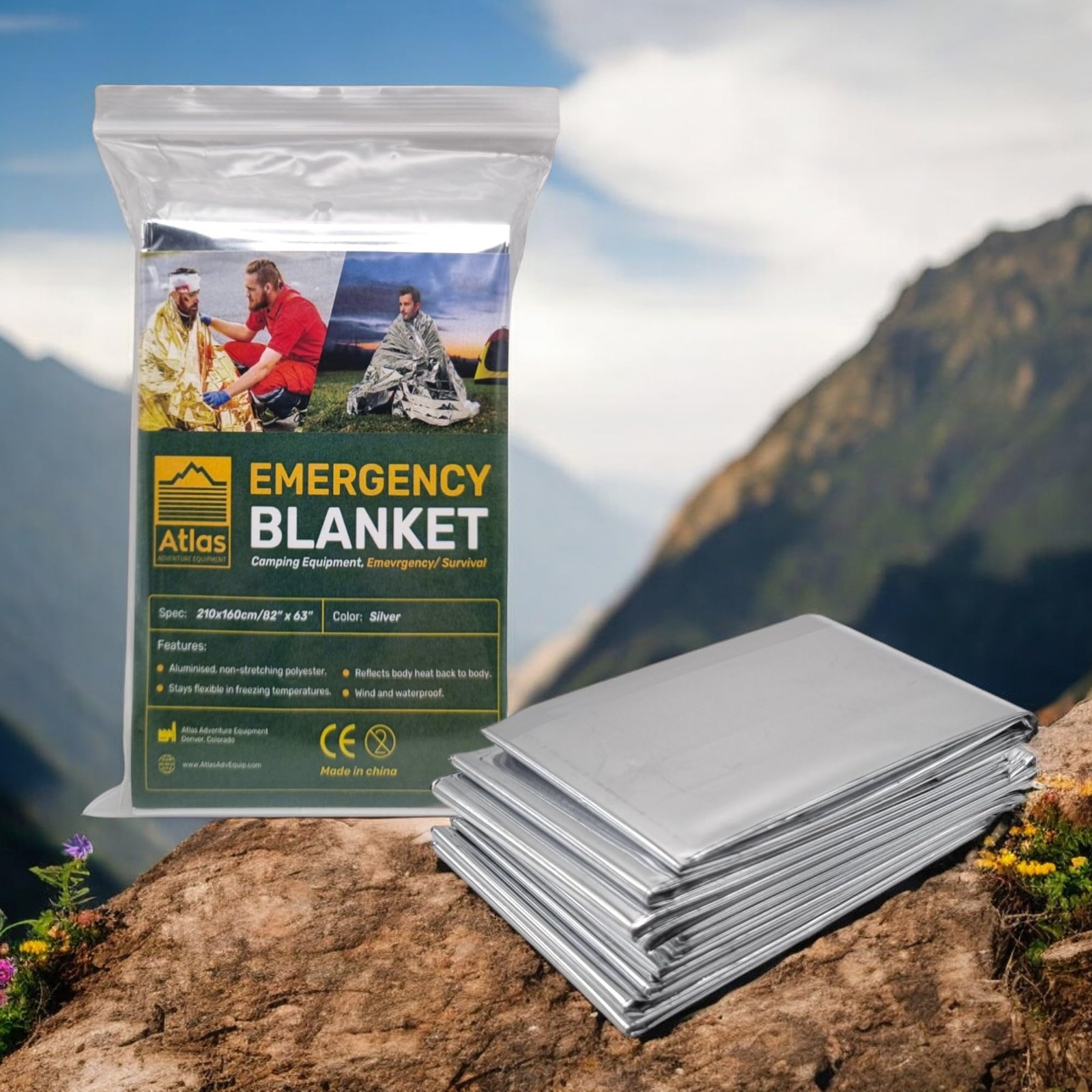 Emergency Survival Blanket, Mylar Thermal Blanket, Gigantic Space Blanket 82″…