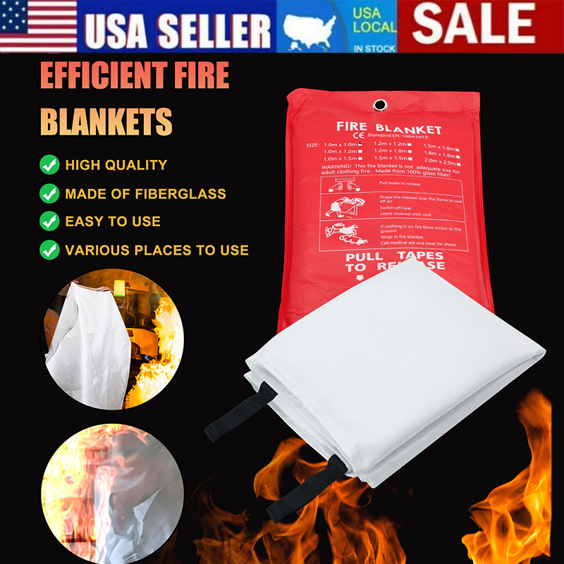 NEW 39×39” Large Retardant Blankets Fire Blanket Fiberglass Prepared Emergency