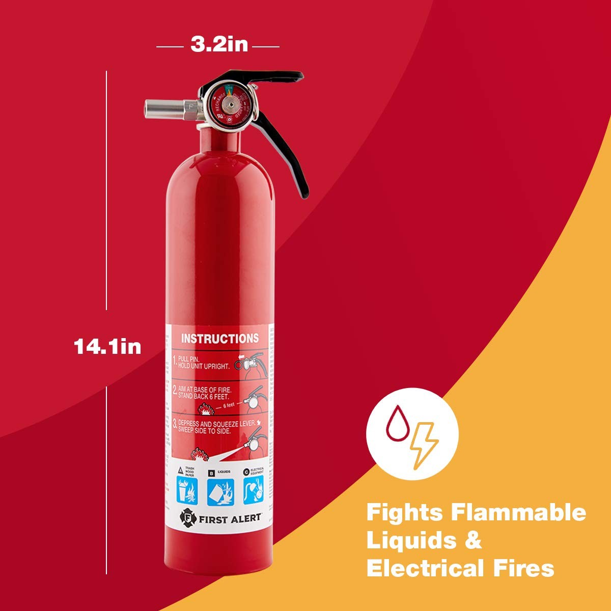 First Alert Fire Extinguisher – Garage Fire Extinguisher – Red – Garage10 FE10GR