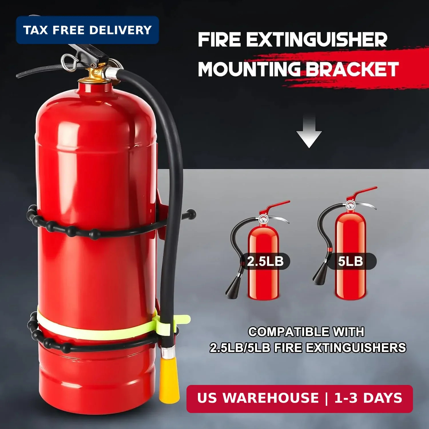 RattanView 2 Pcs Fire Extinguisher Mount Bracket Adjustable, Supports up to 2.5
