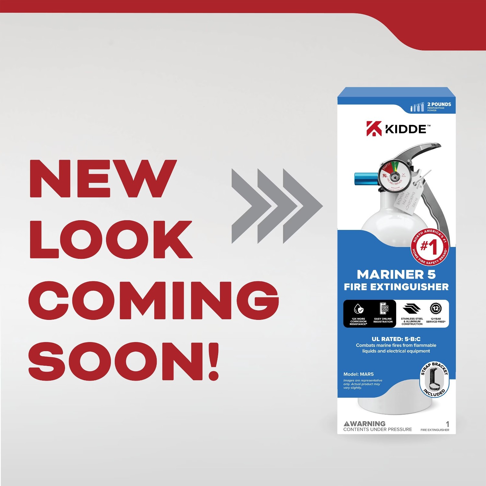 2 Pack, Kidde Mariner 5 Fire Extinguisher for Boats, Single-Use 5BC