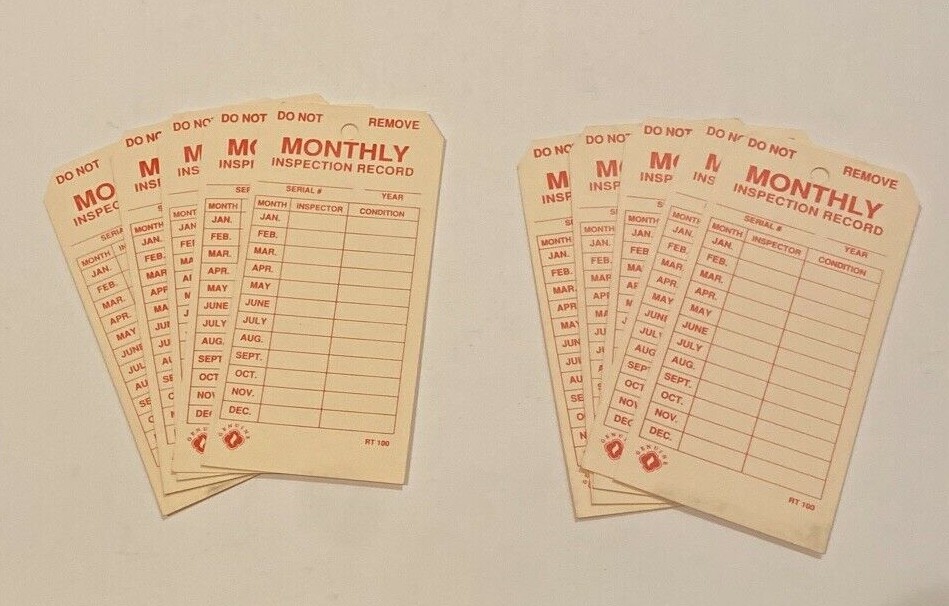 LOT OF 180 HANGING CARD STYLE “MONTHLY INSPECTION TAGS” 2 5/8″ X 5 1/4″ RT-100