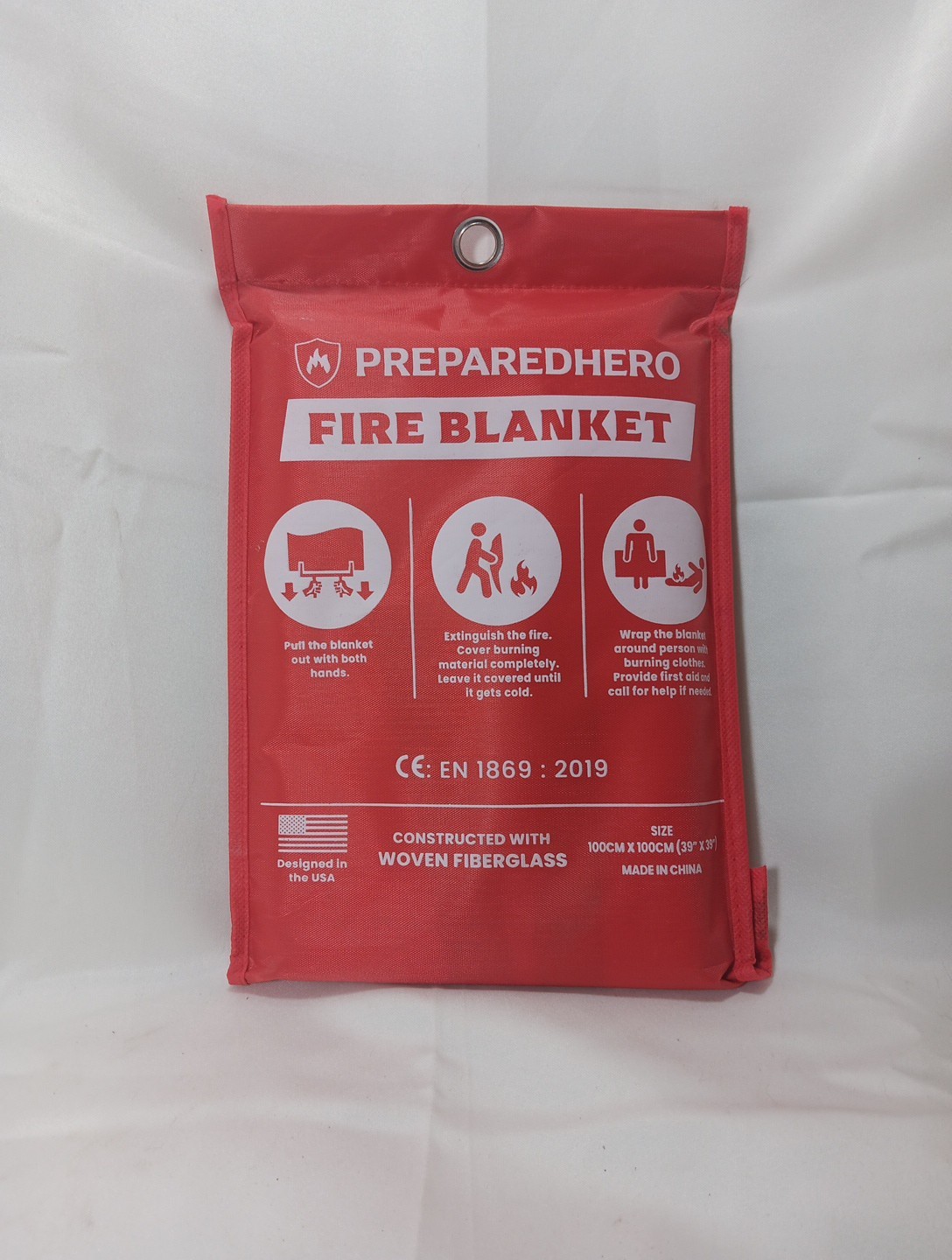 FIRE BLANKET Fiberglass Hero Emergency Home Retardant Prepared 39”x39”,1mx1m