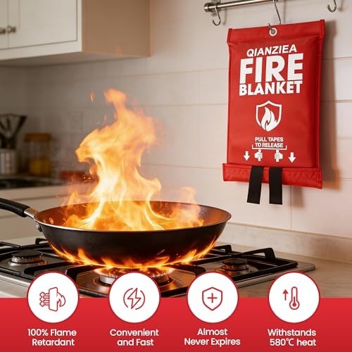 Emergency Fire Blanket 4 Pack – 40″x40″ Safety Blankets for Home & Kitchen