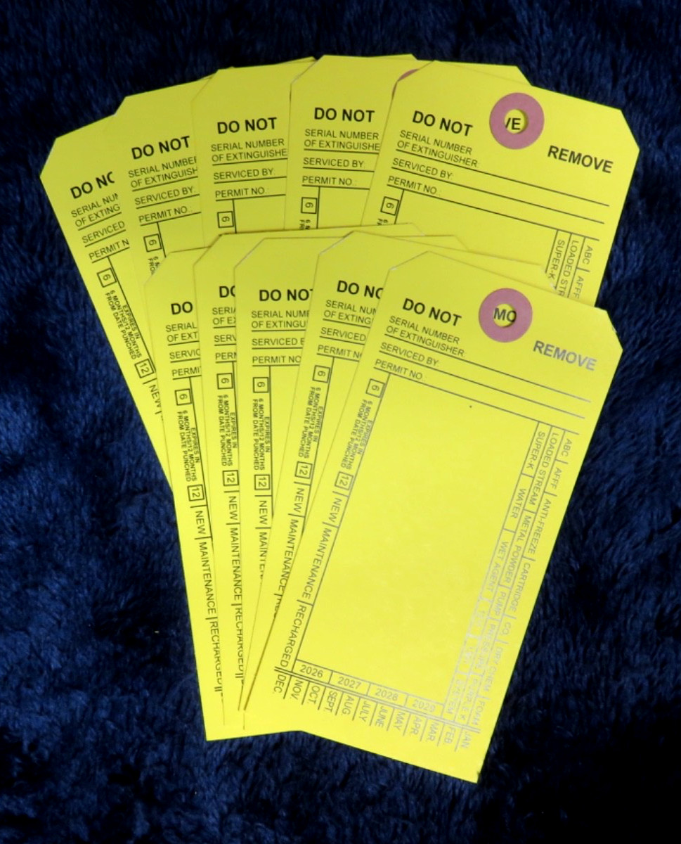 🔥🧯10 FIRE EXTINGUISHER DOUBLE SIDED INSPECTION TAGS 2026-2029 5 1/4 X 2 ½