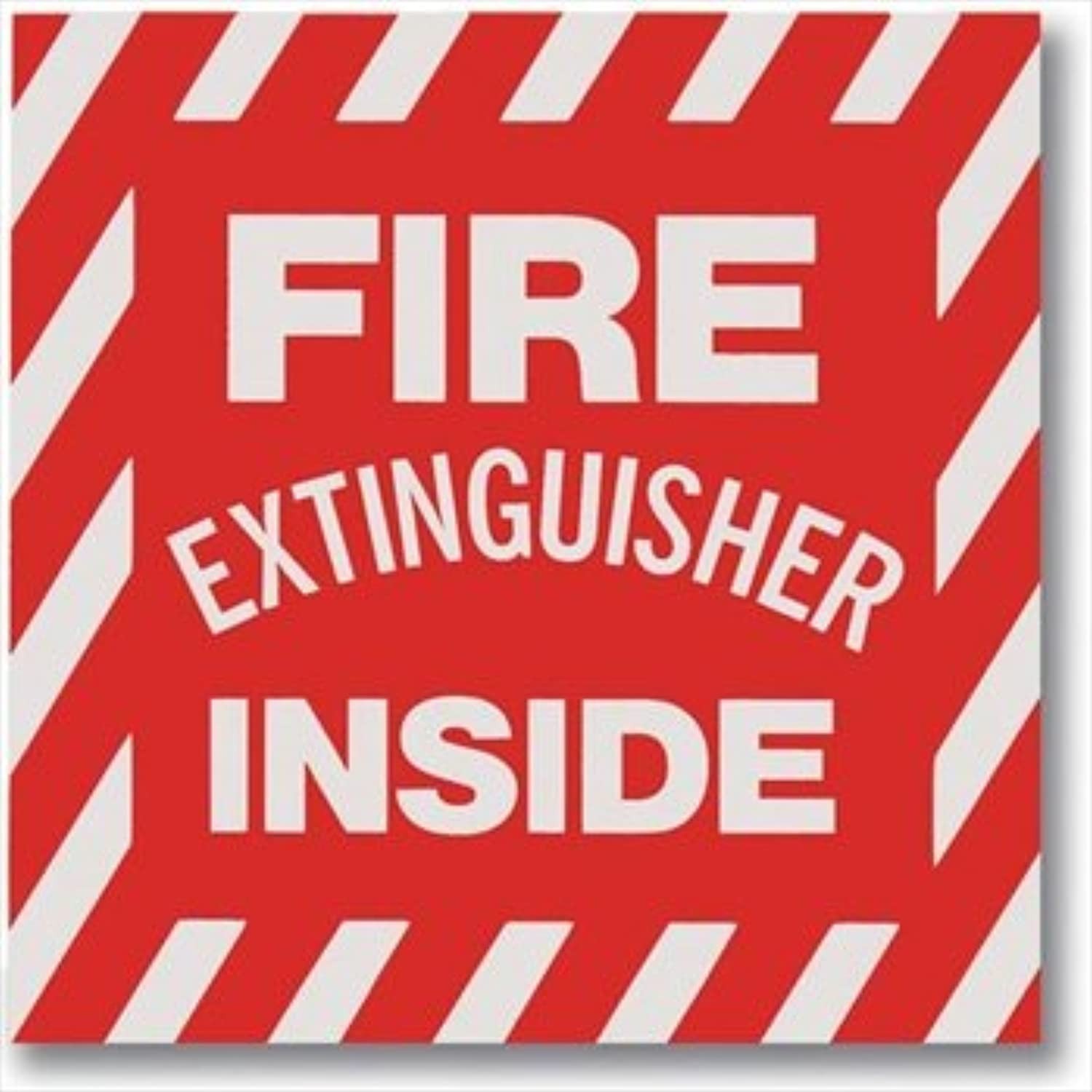 (5 Pack) – FIRE EXTINGUISHER INSIDE – 4″x4″, Self Adhesive Vinyl Signs