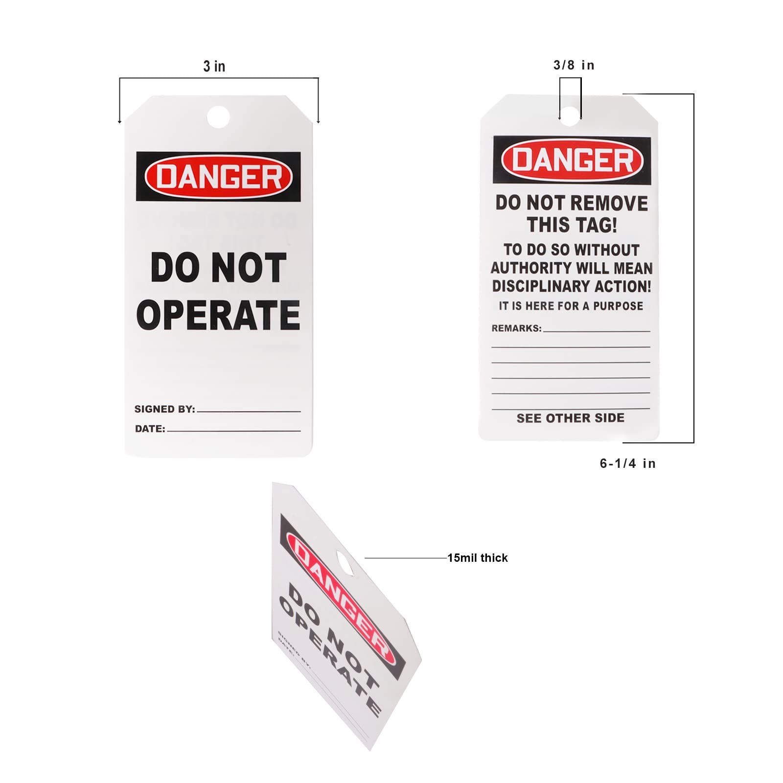 Red Danger Tags, Do Not Operate Tags with 25 Zip Ties, Do Not Remove The Tag …