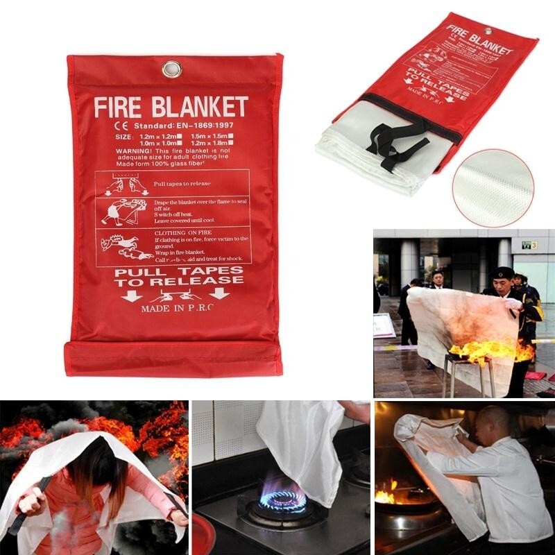 US Large Fire Blanket Fireproof For Home Kitchen Office Caravan Emergency Safety