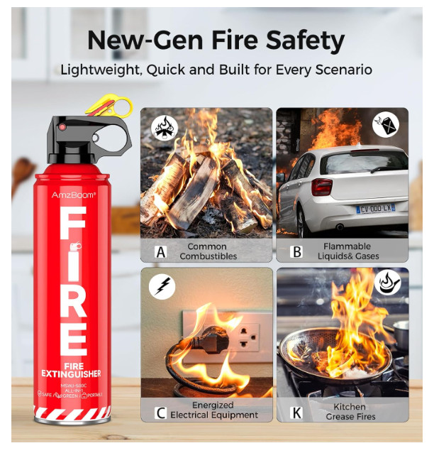 4 In1 Fire Extinguisher with Mount Fire Extinguishers for the House/Car/Kitchen