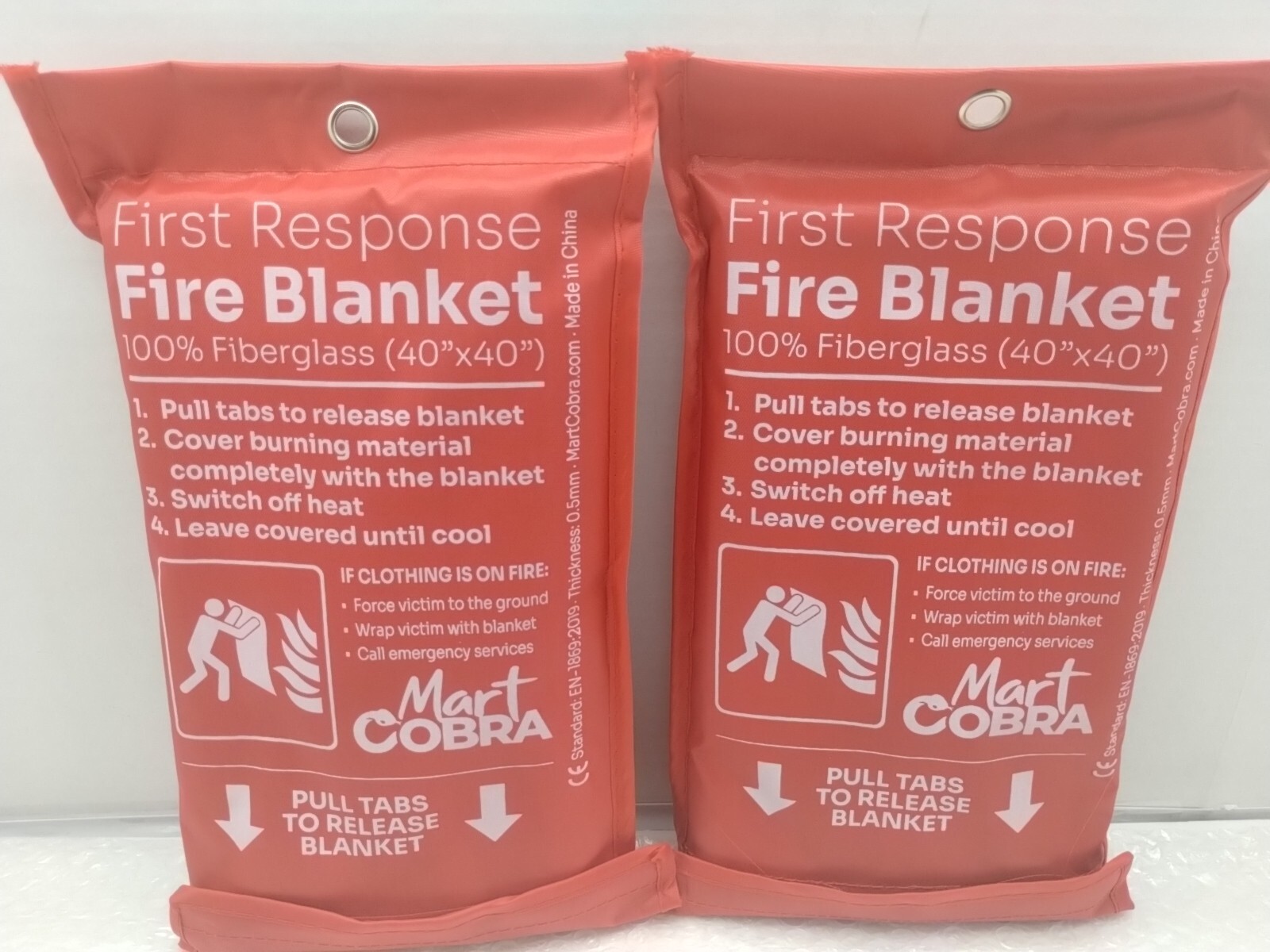 2 First Response Fire Blanket. 100% Fiberglass 40″x40″