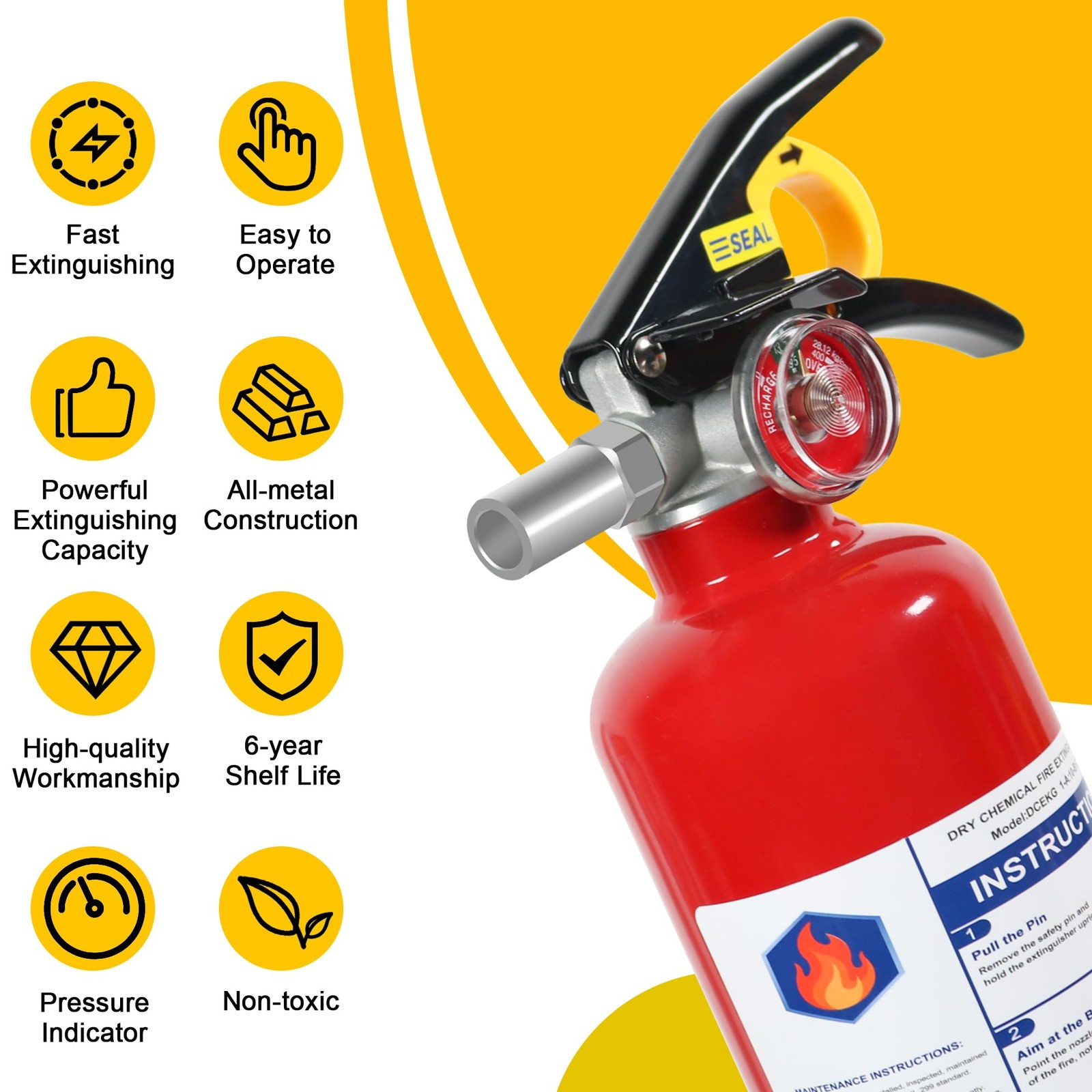 2 Pack ABC Dry Chemical Fire Extinguishers with Mount, 2.5 lb 1A:10B:C Rating…