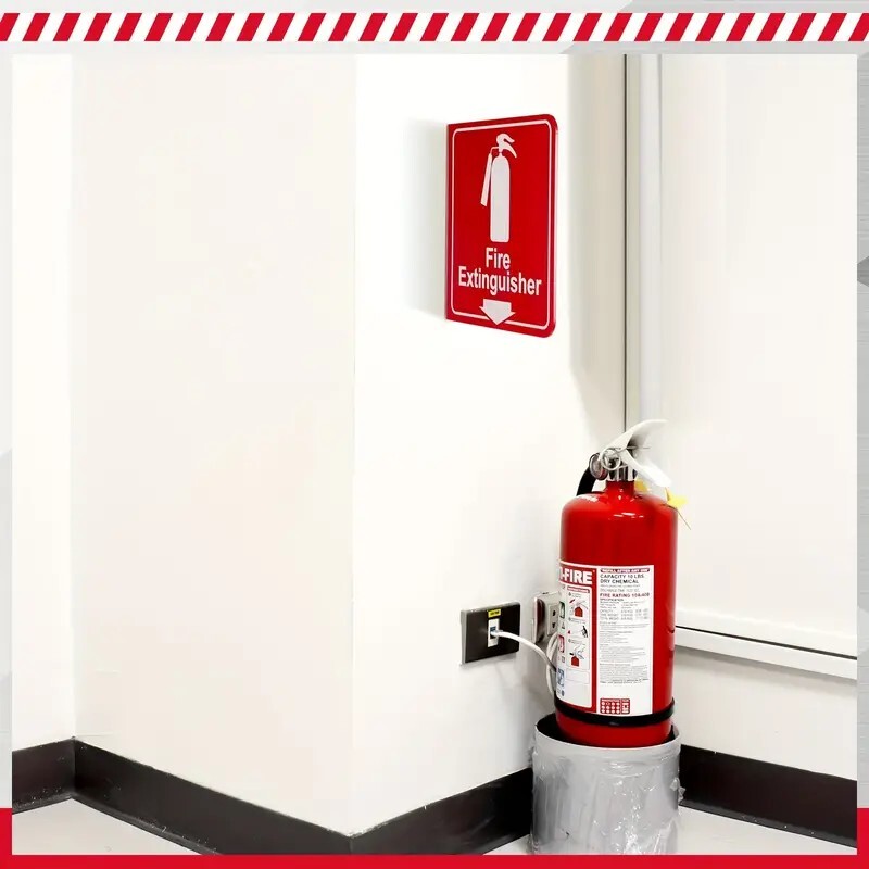 🎯(SET OF 2) 6″x6″ RIGID PLASTIC 90* ANGLE FIRE EXTINGUISHER ARROW SIGNS NEW