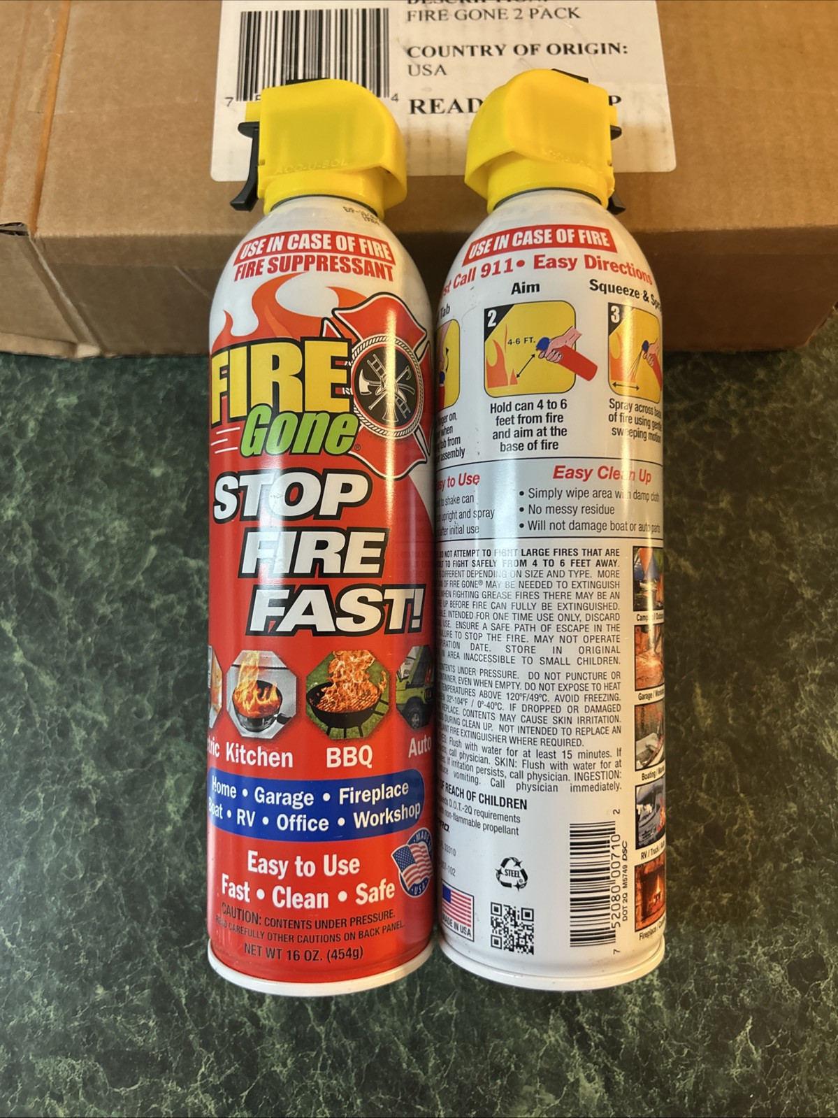 2x 16 Oz Max Pro Fire Gone Fire Suppressant Extinguisher Canisters Cans Boat RV