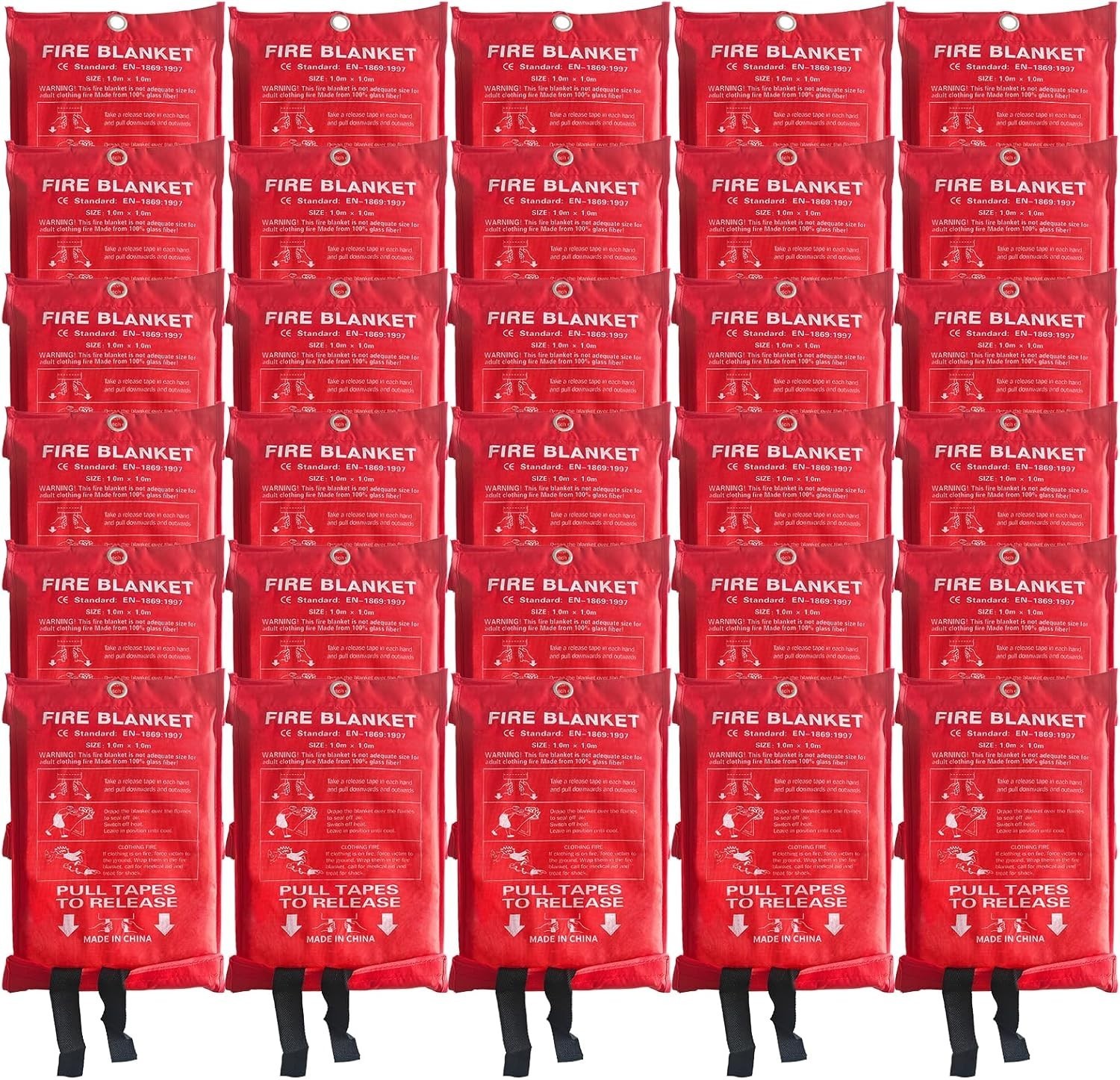 24 Packs Fire Blanket – 39.37×39.37 Inches 1100℉ Heat Resistant Emergency Fire