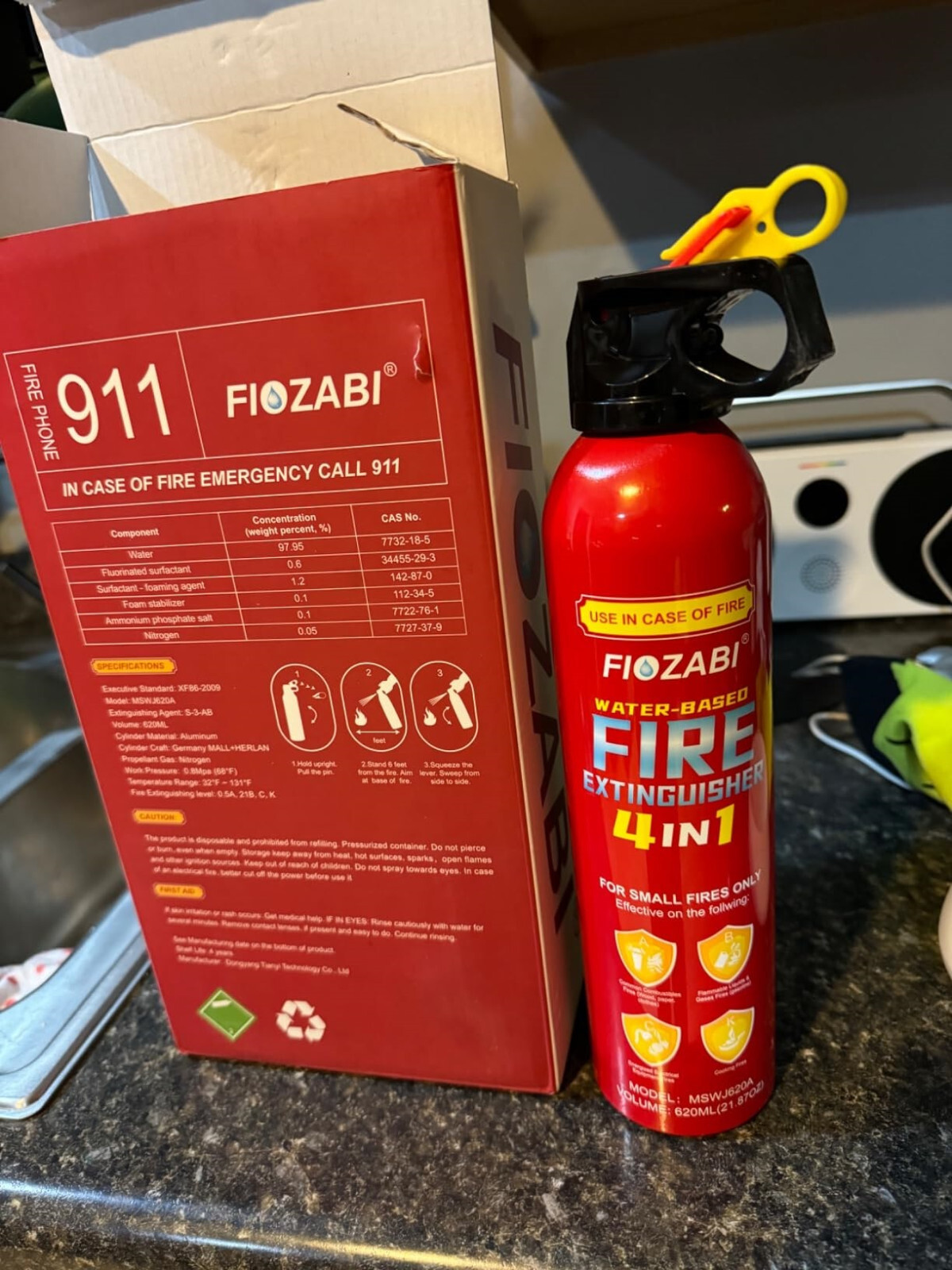 Portable Fire Extinguisher Spray With Bracket For Car Home Kitchen Garage House